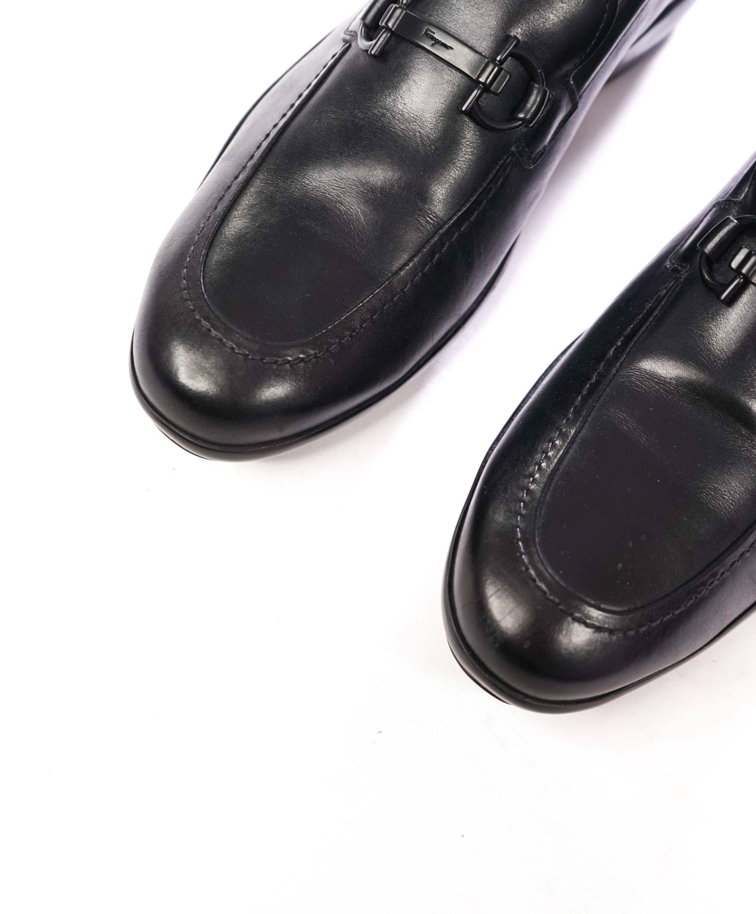 $850 FERRAGAMO - "Street" Black Leather Driving Loafers - 8.5 D
