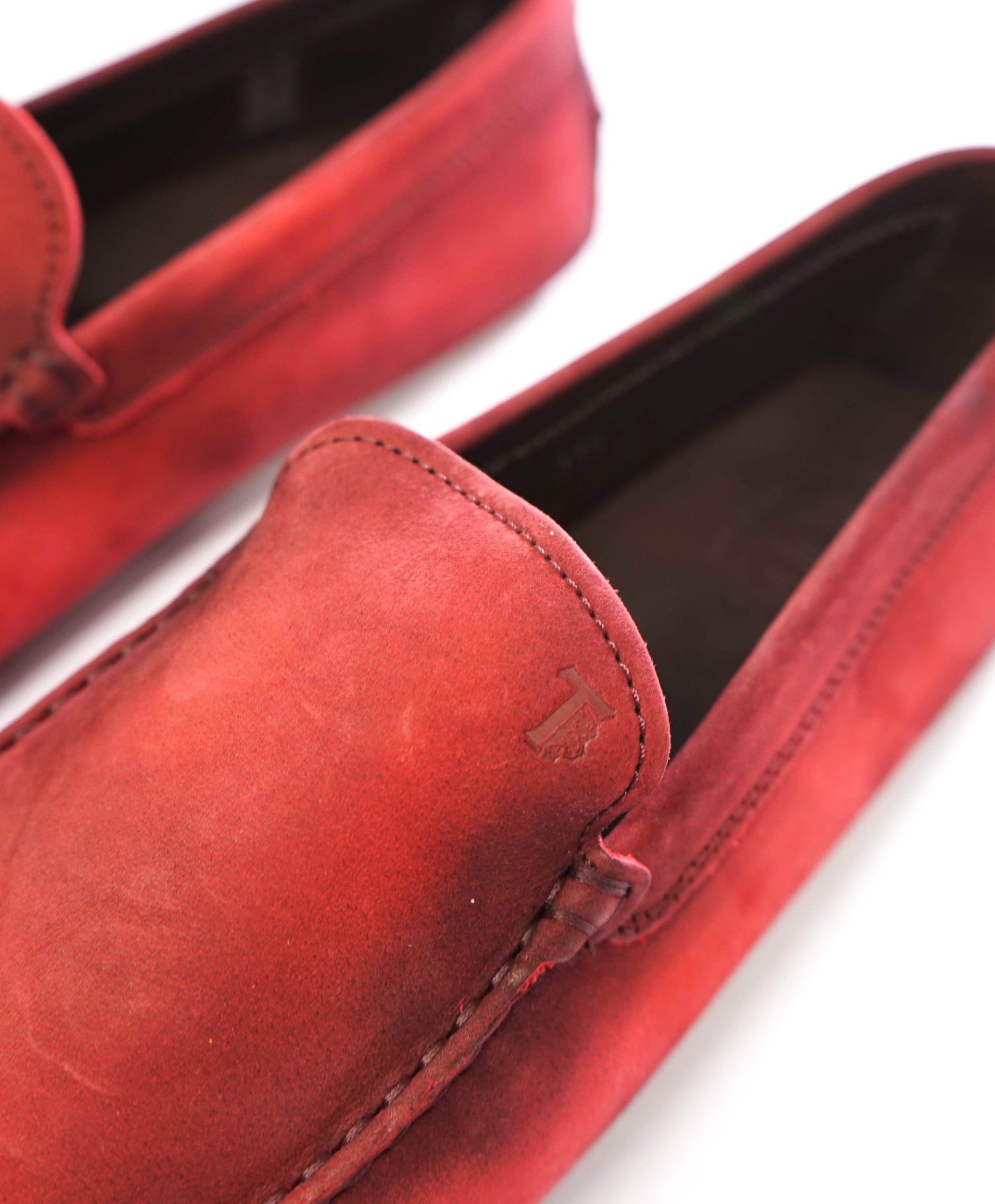 $975 TOD'S - Red Suede GOMMINI Driving Loafers - US 12.5 (11.5UK)