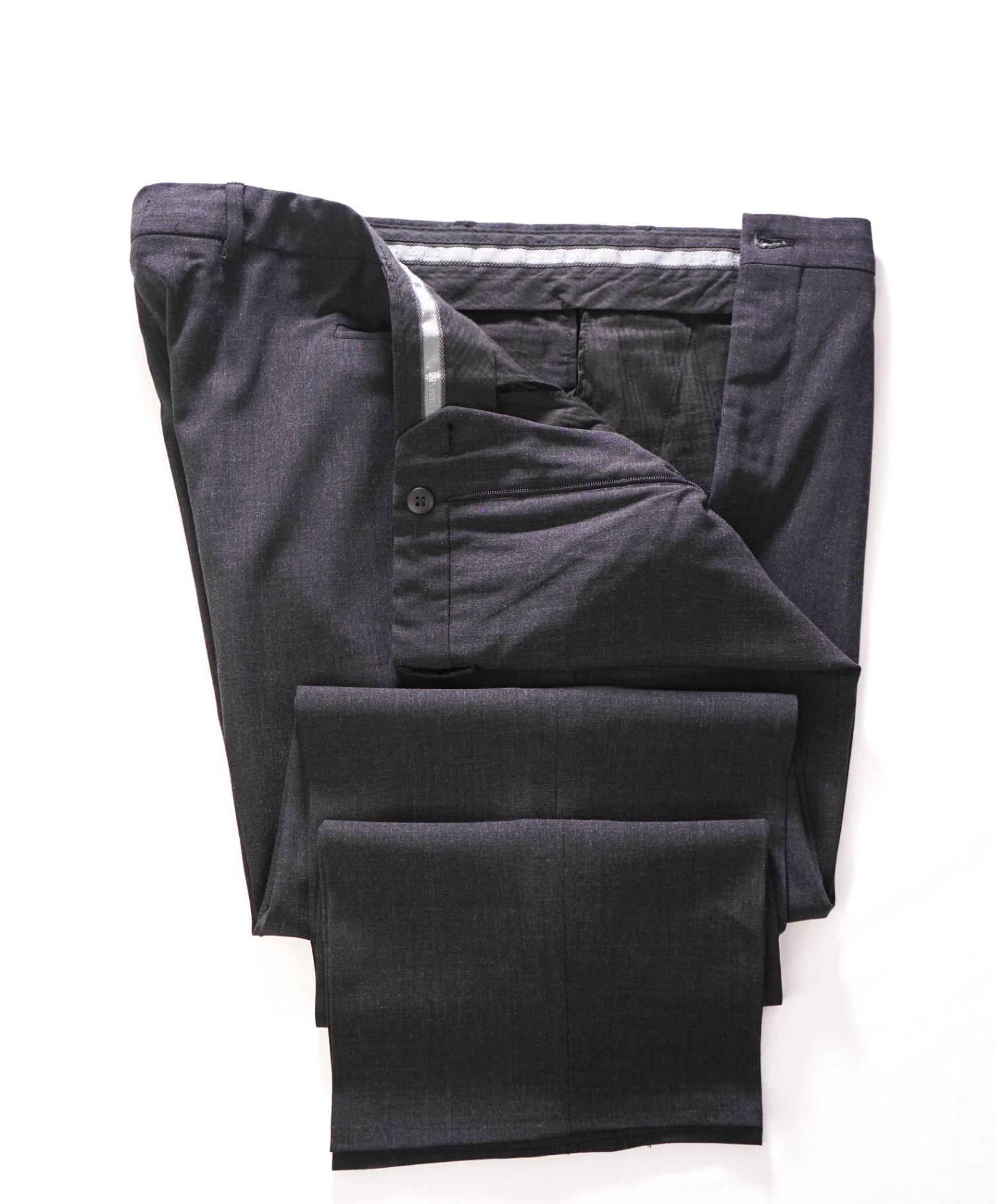 $895 GIORGIO ARMANI - Solid Dark Gray Wool Pants - 41W