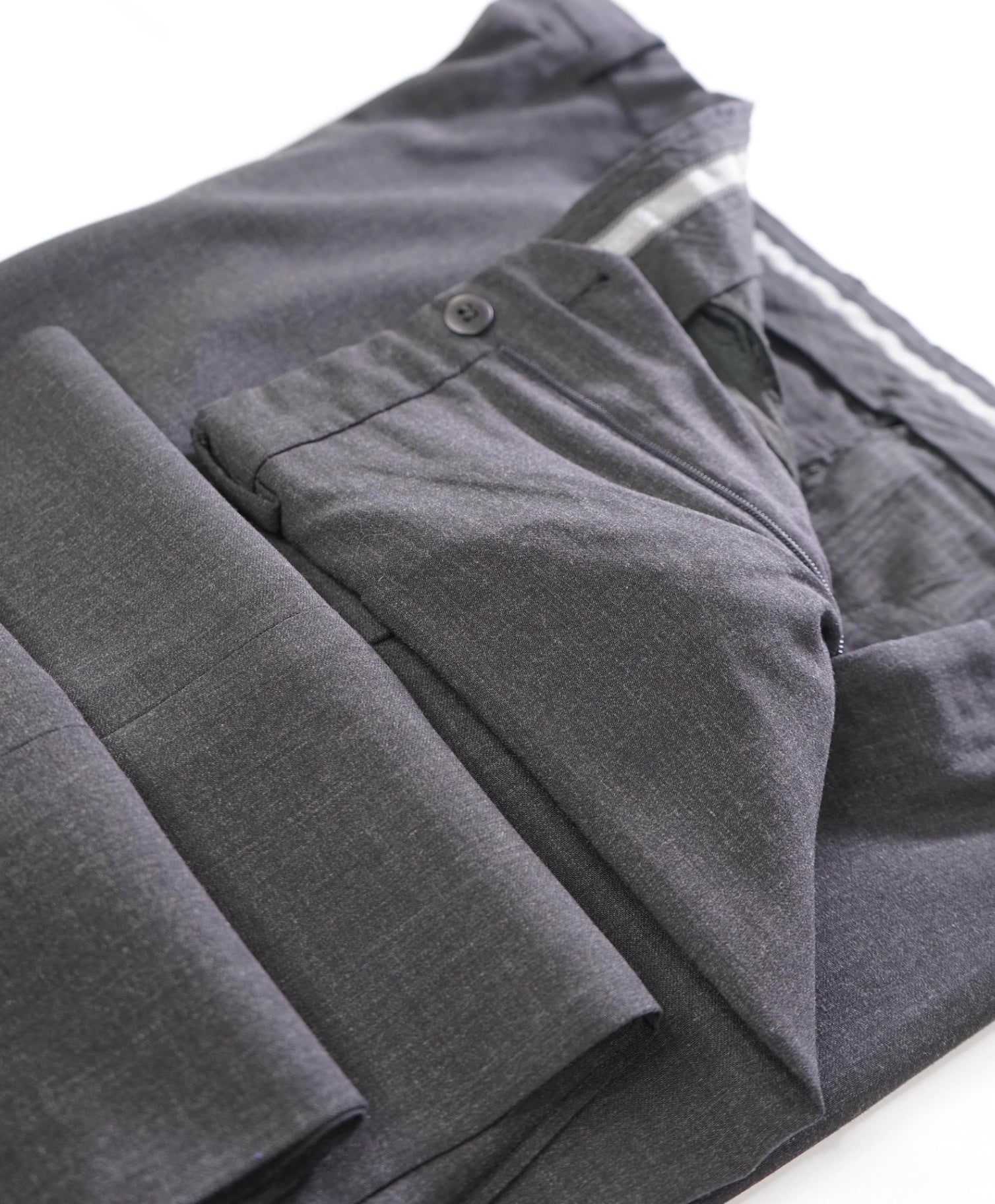 $895 GIORGIO ARMANI - Solid Dark Gray Wool Pants - 41W
