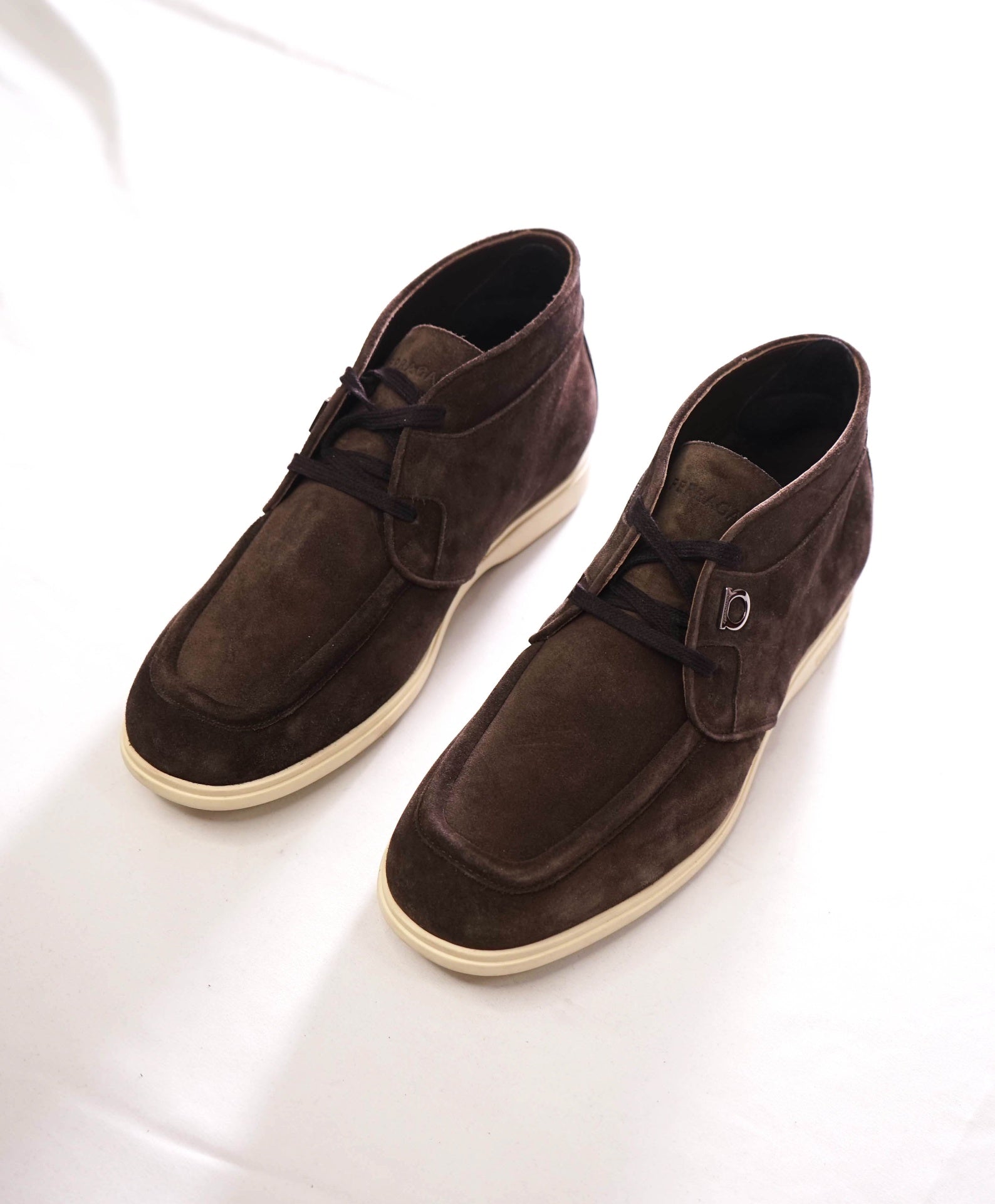 $995 FERRAGAMO - Brown Suede Chukka Boot - 9.5 M