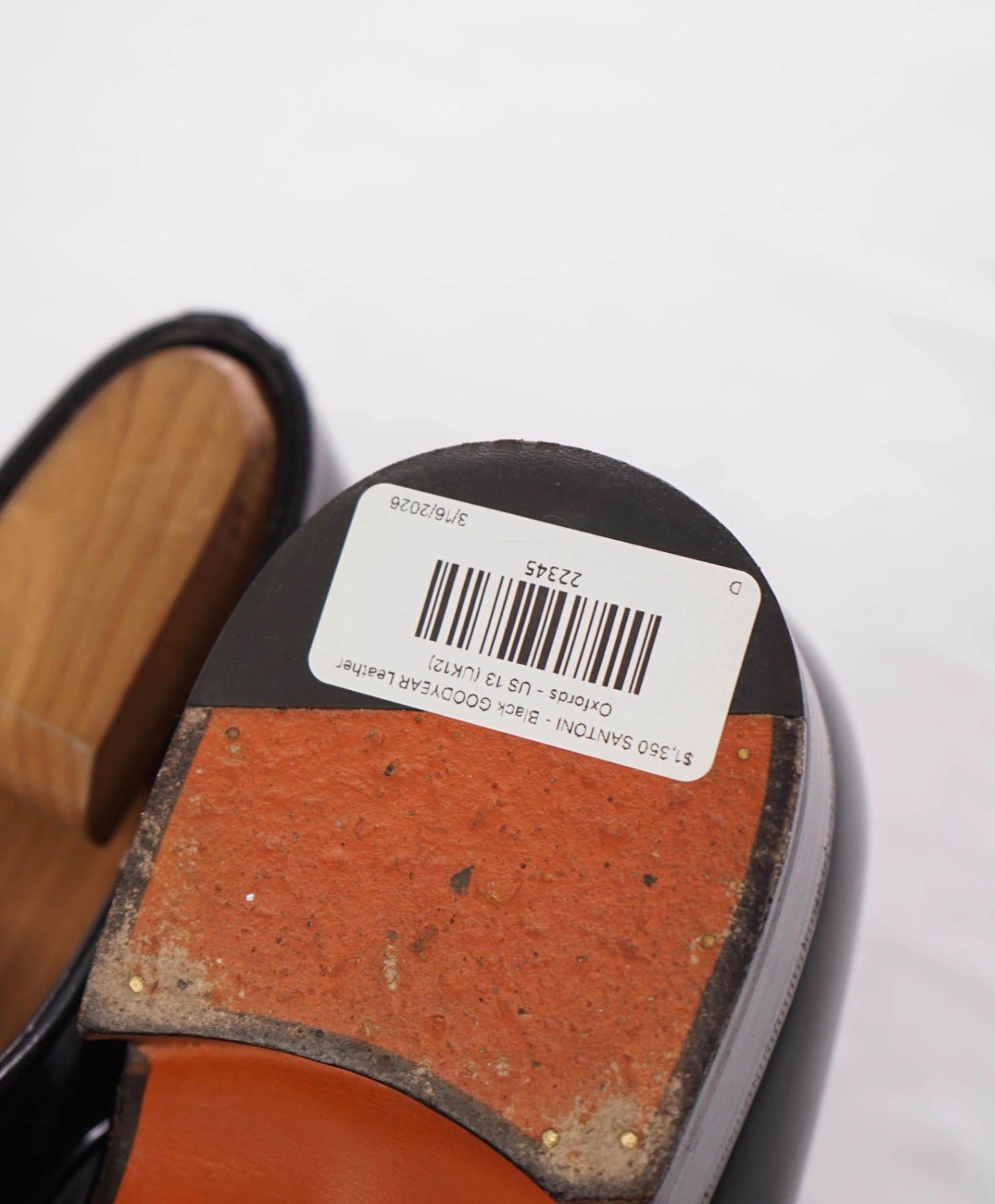 $1,350 SANTONI - "Isaac" Black GOODYEAR Oxfords - US 13 (UK12)