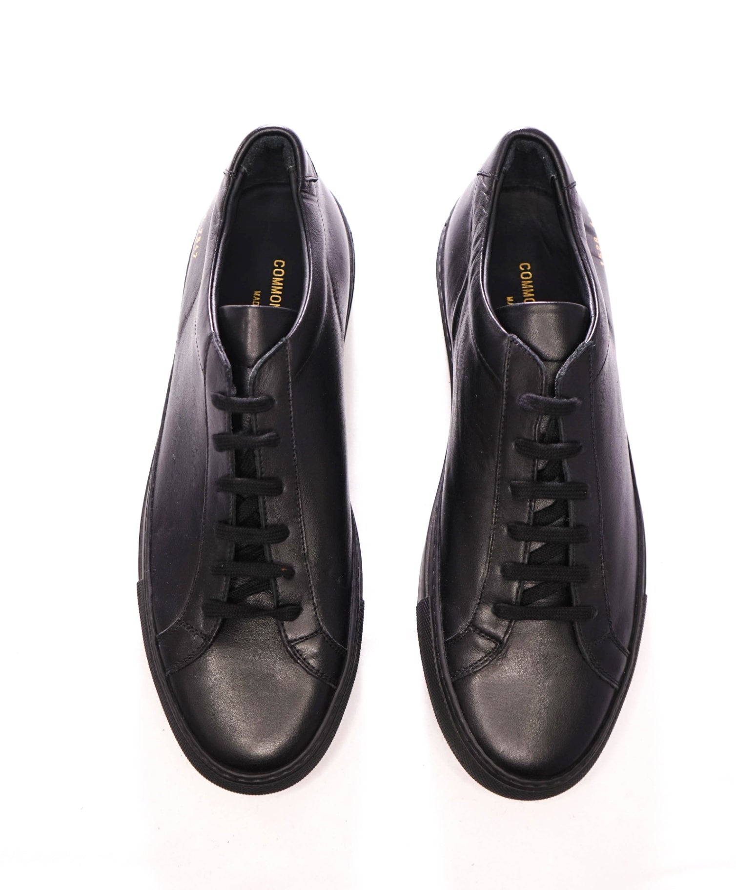 $440 COMMON PROJECTS - "ACHILLES" Black Leather Sneakers - US 8 (41EU)