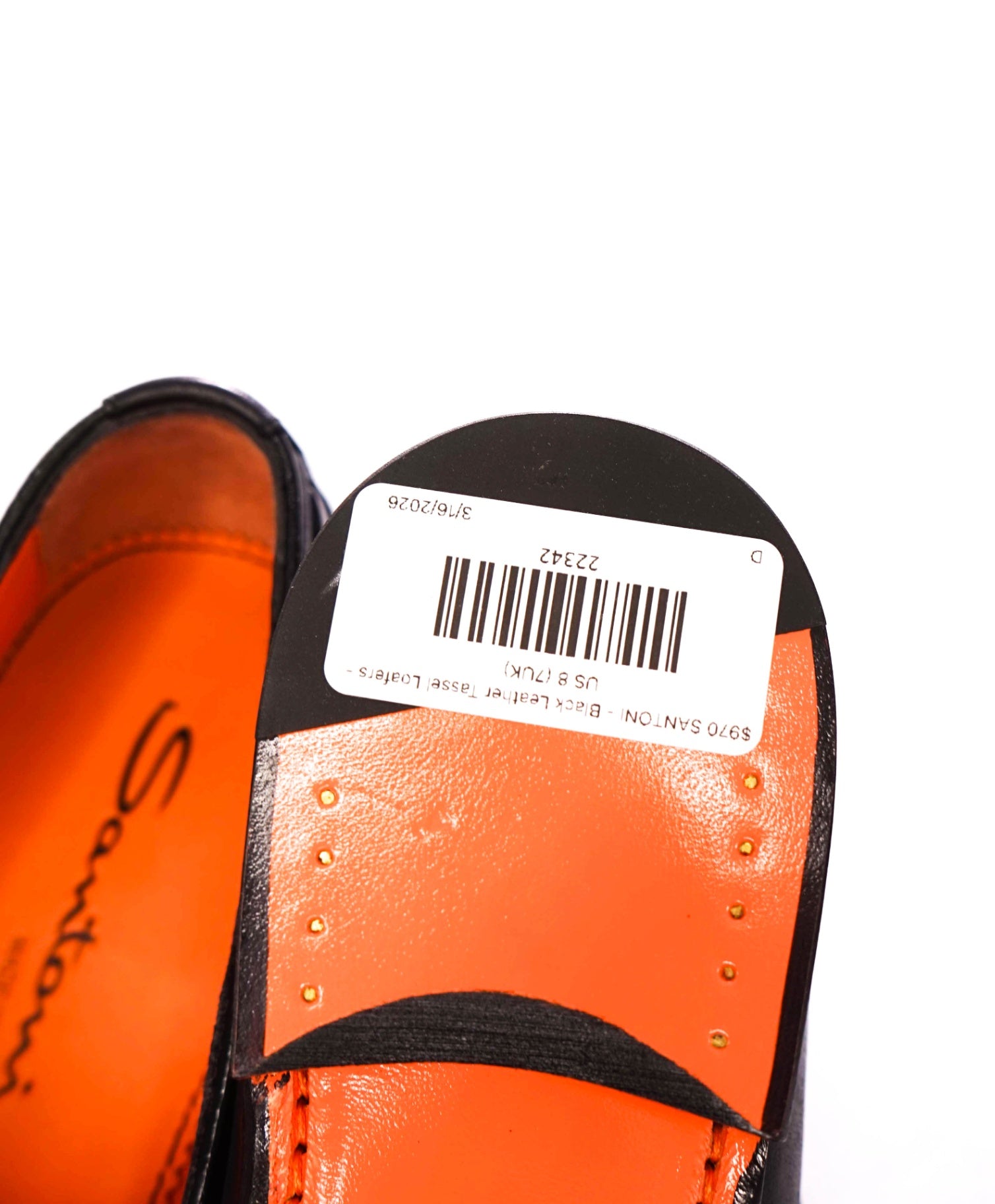 $970 SANTONI - Black Leather Tassel Loafers - US 8 (7UK)