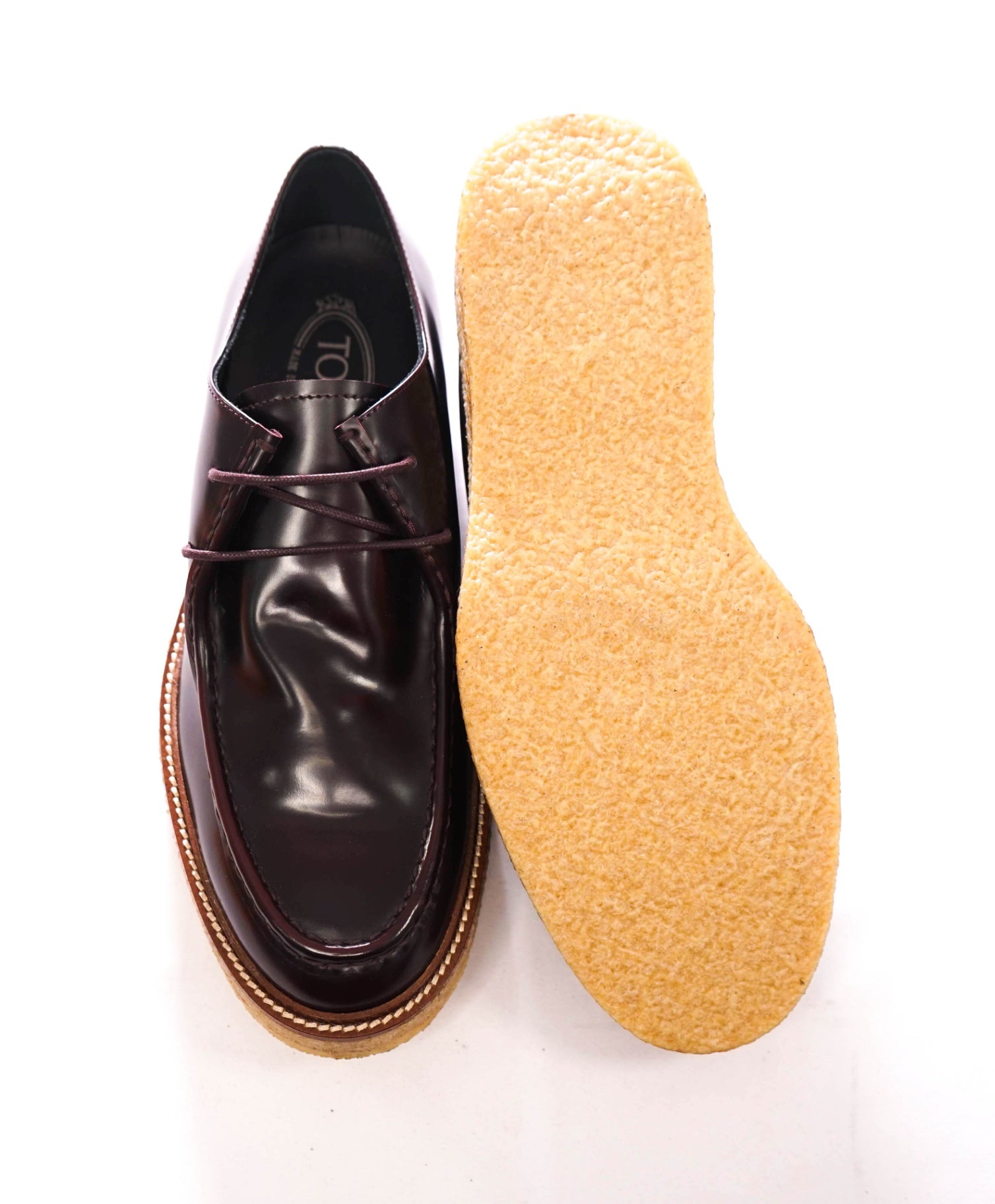 $975 TOD'S - Hand Patina Brown Leather Lug Shoes - US 8 (7UK)