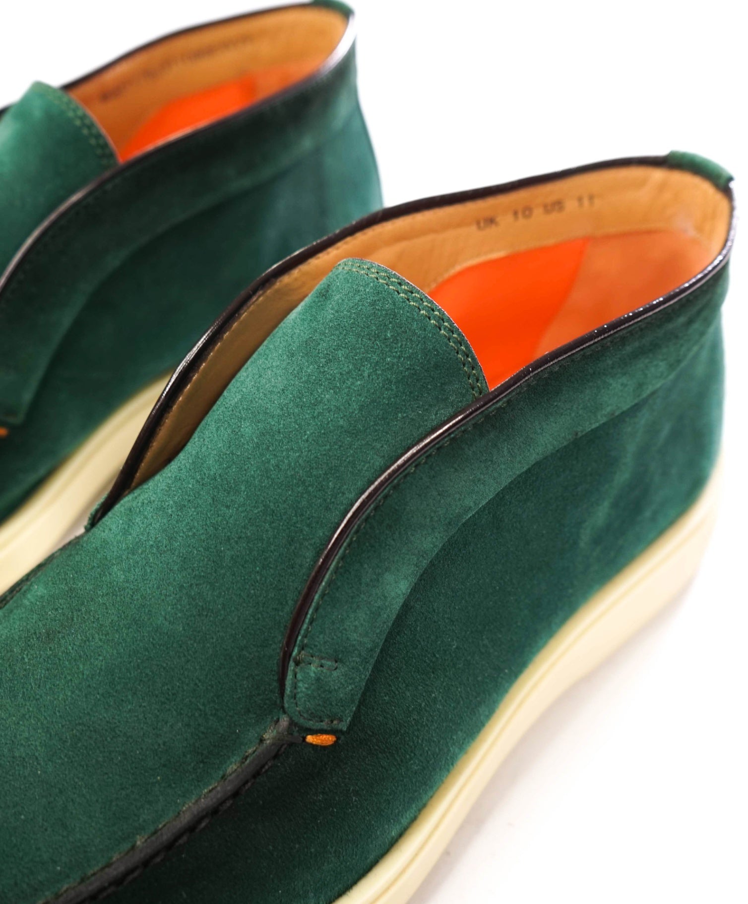 $850 SANTONI - "Summer Walk" Green Suede Chukka Boot - US 11 (UK10)