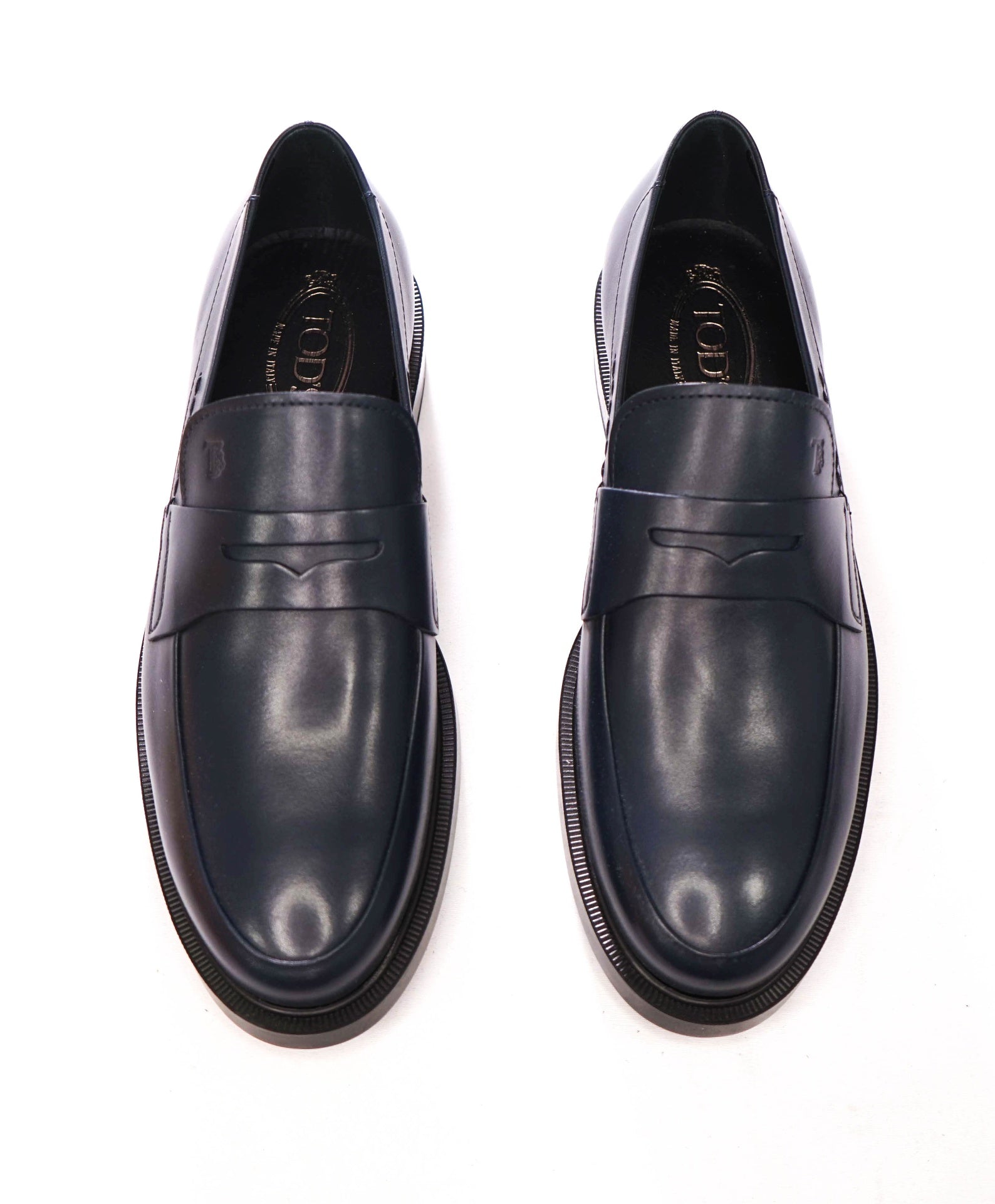 $850 TOD'S - Navy Blue Leather Penny Loafers - US 8 (7UK)