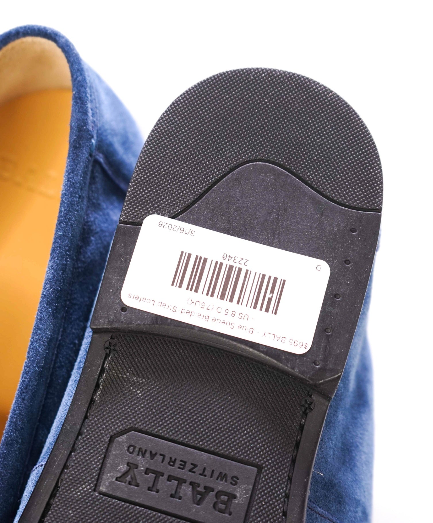 $695 BALLY - Blue Suede Braided-Strap Loafers - US 8.5 D (7.5UK)