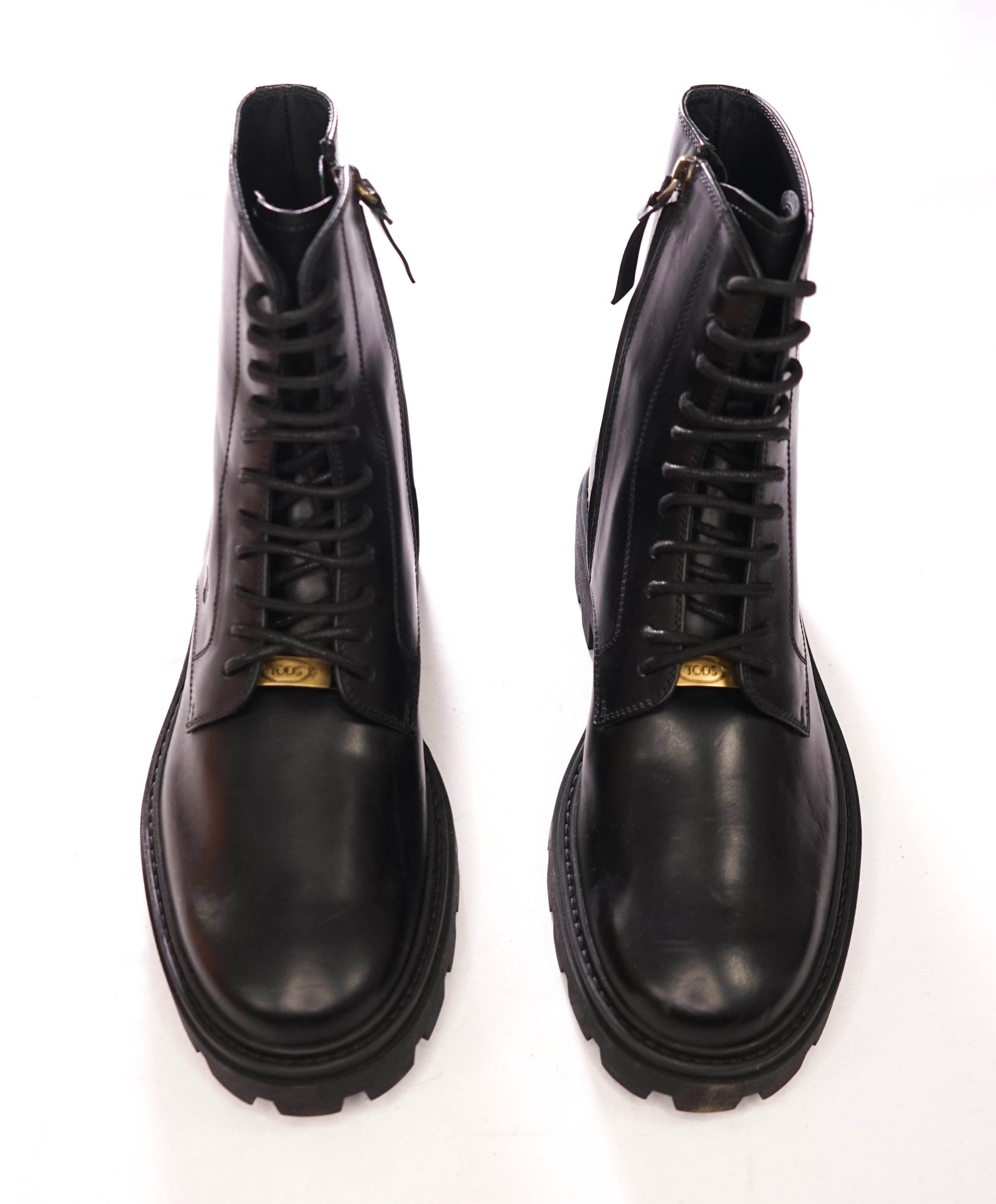 $1,195 TOD'S - Black Leather Combat Boots - US 8 (7UK)