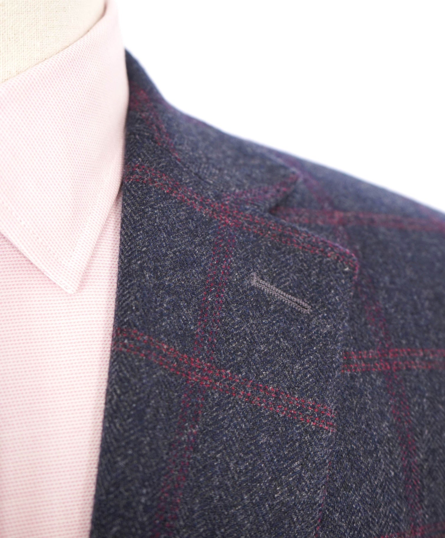 $1,295 SAKS 5TH AVE - Navy Blue/Red Plaid Cashmere Blazer - 46L