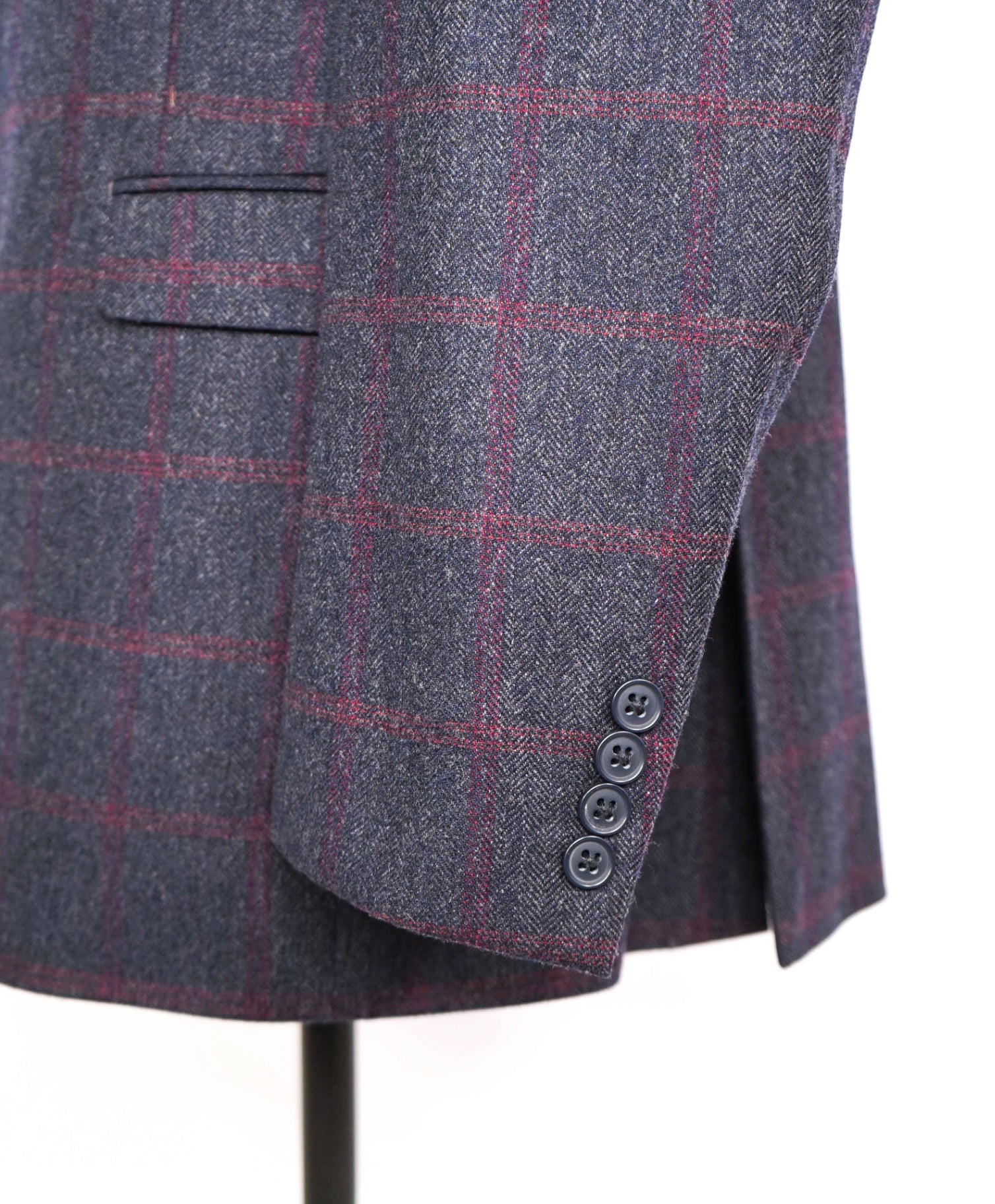 $1,295 SAKS 5TH AVE - Navy Blue/Red Plaid Cashmere Blazer - 46L
