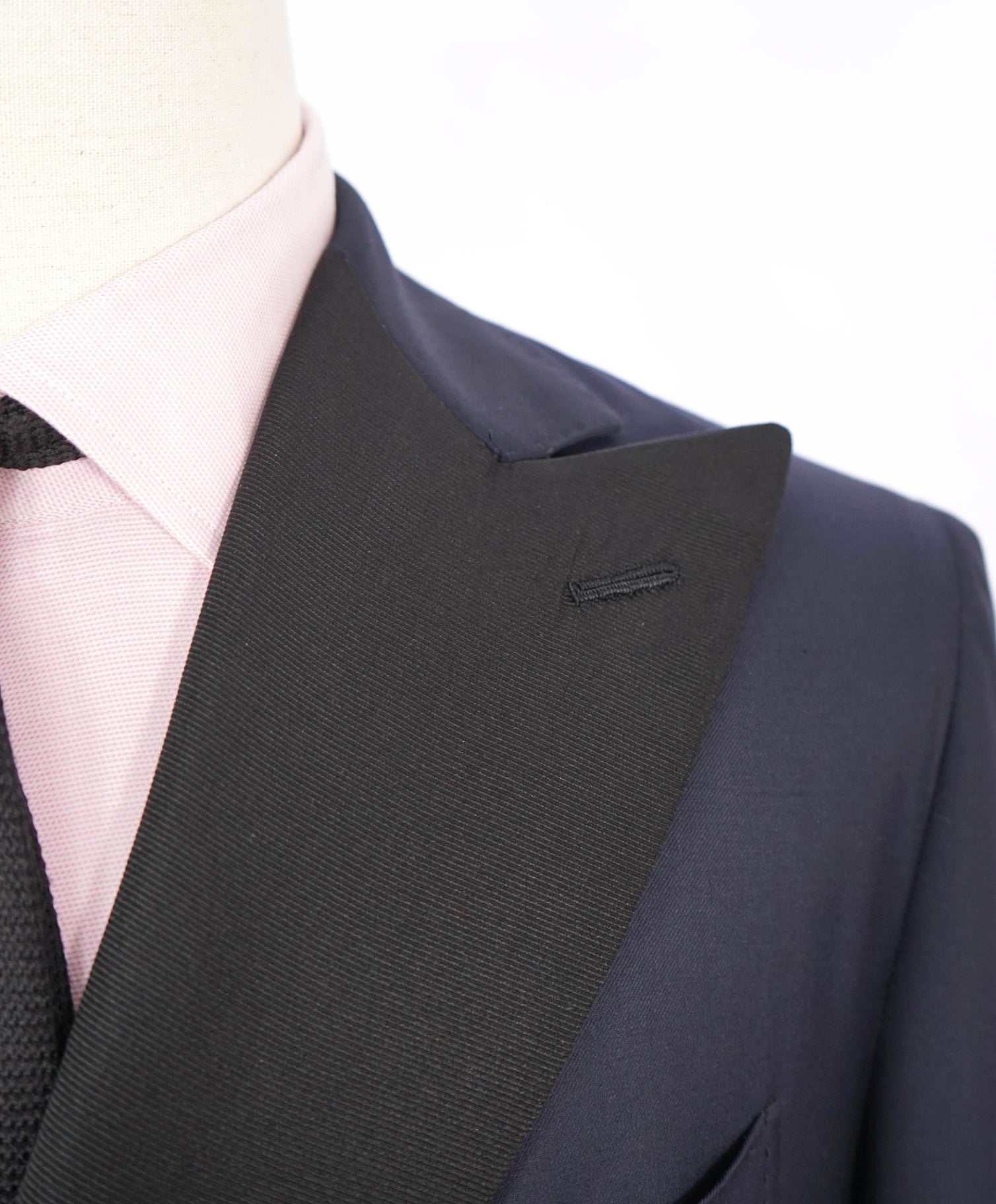 $5,000 TINCATI - Blue Canvased 150's Wool Double Breasted Tuxedo - 38R