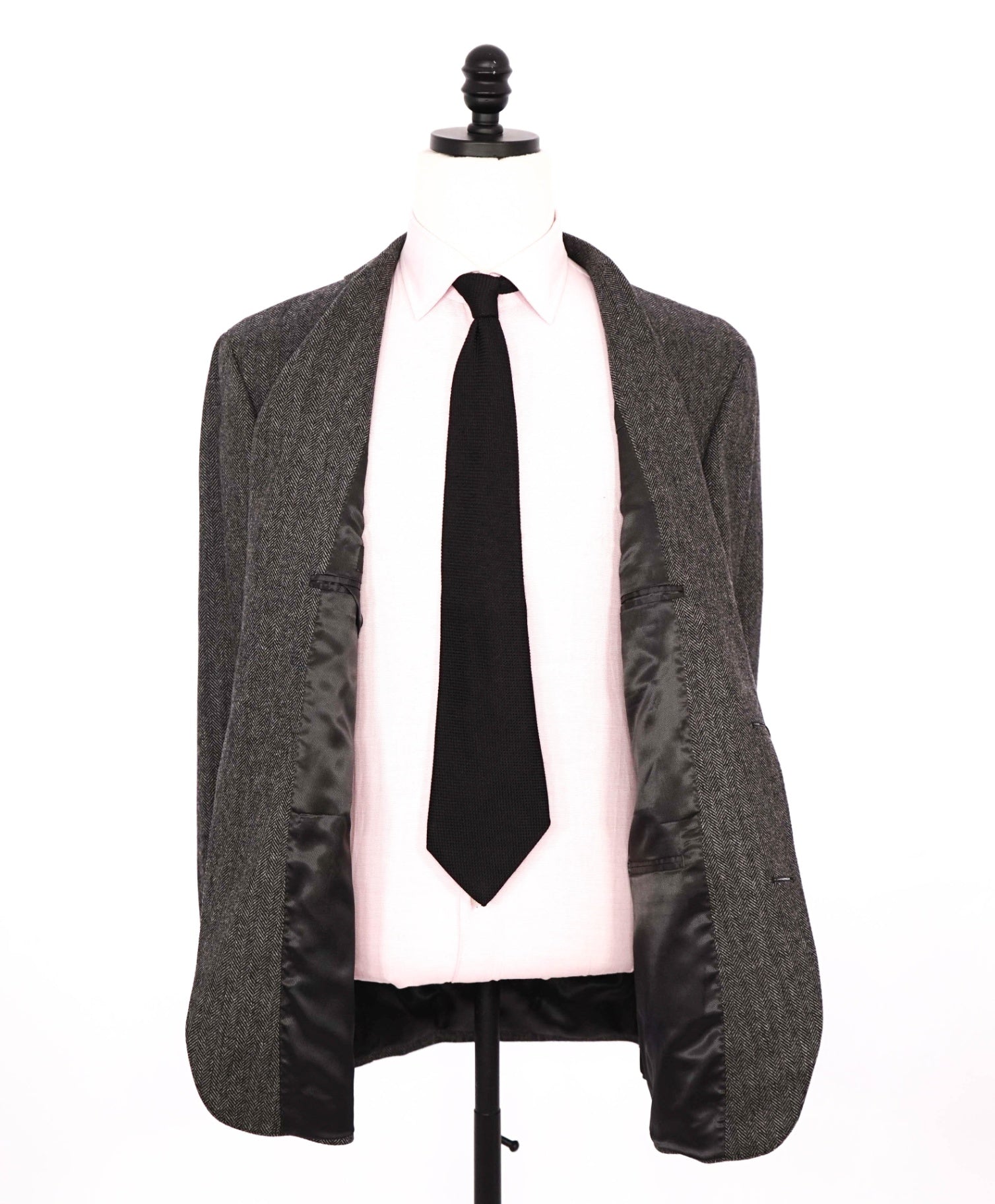 $1,295 SAKS 5TH AVE - Dark Gray Herringbone Cashmere Blazer - 44R