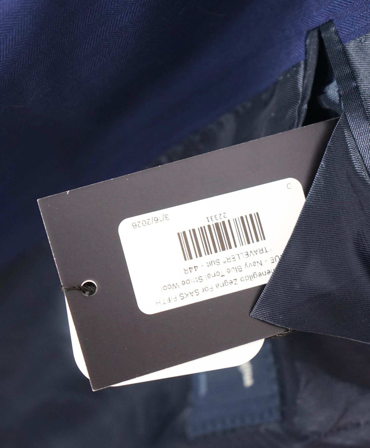 $1,295 ZEGNA For SAKS 5TH AVE - Navy Wool "TRAVELLER" Suit - 44R