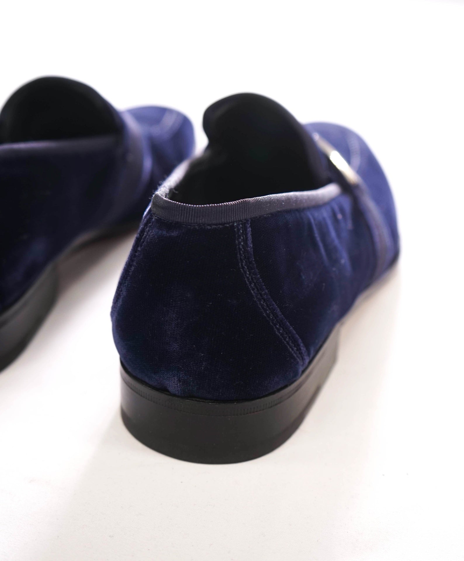 $950 FERRAGAMO - Velvet "DANNY 2" Loafers Navy Sardegna - 8 D