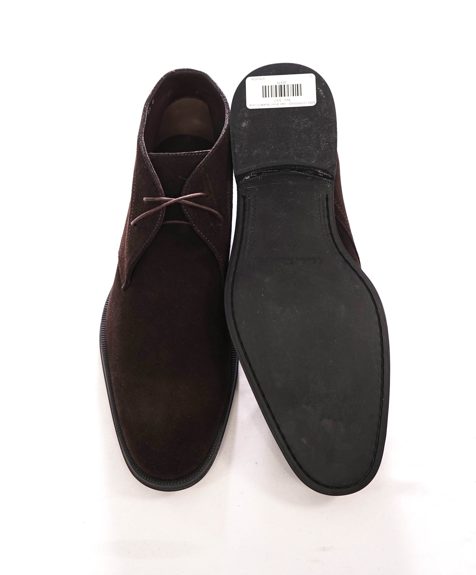 $995 FERRAGAMO - Dark Brown Suede Chukka Boot - 9.5 D