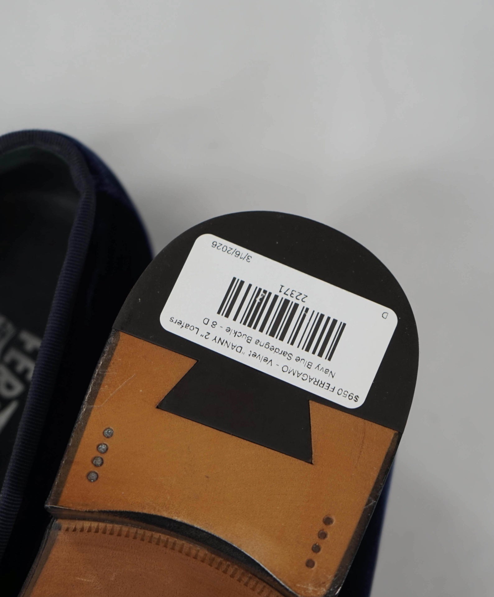 $950 FERRAGAMO - Velvet "DANNY 2" Loafers Navy Sardegna - 8 D