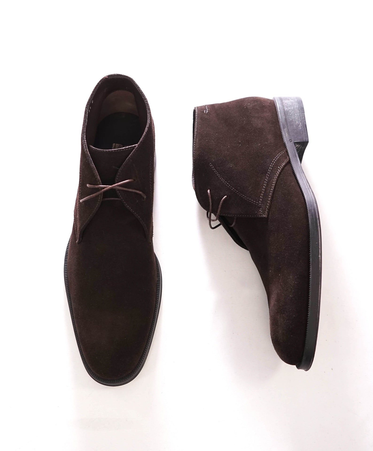 $995 FERRAGAMO - Dark Brown Suede Chukka Boot - 9.5 D