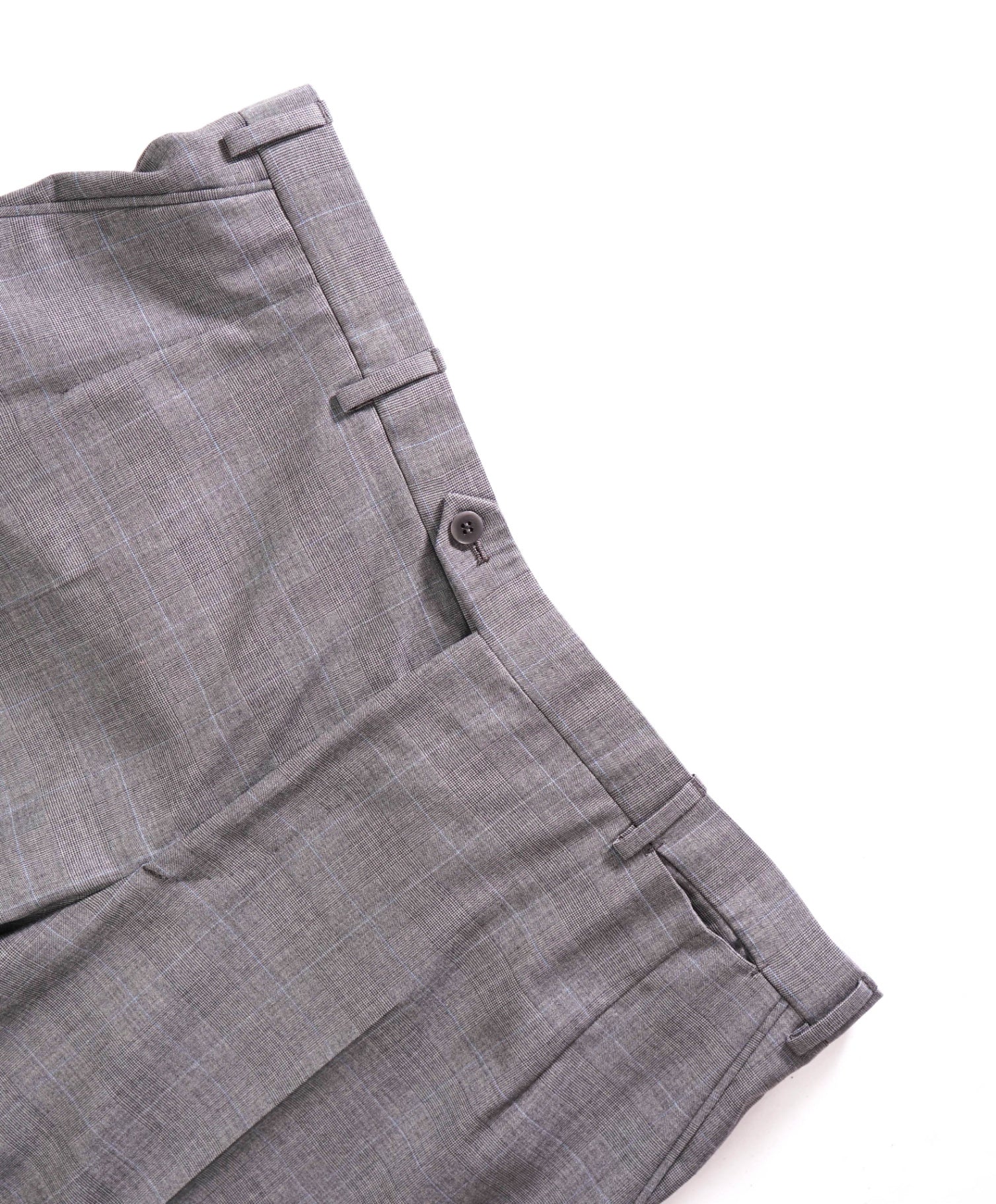 $2,450 BRIONI - Gray/Light Blue Plaid Wool "THETA" Pants - 38W