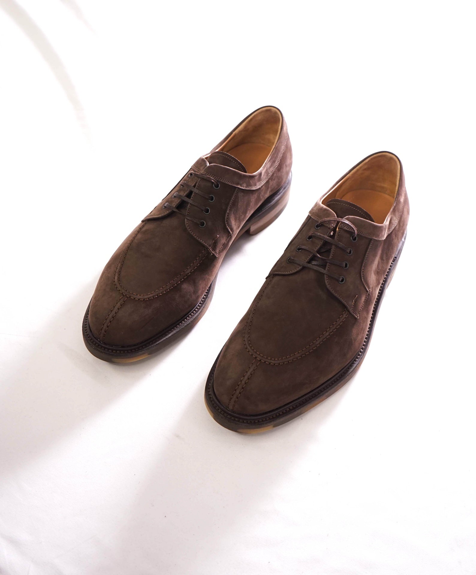 $1,295 FERRAGAMO - TRAMEZZA - Brown Suede Derby - 12 EE