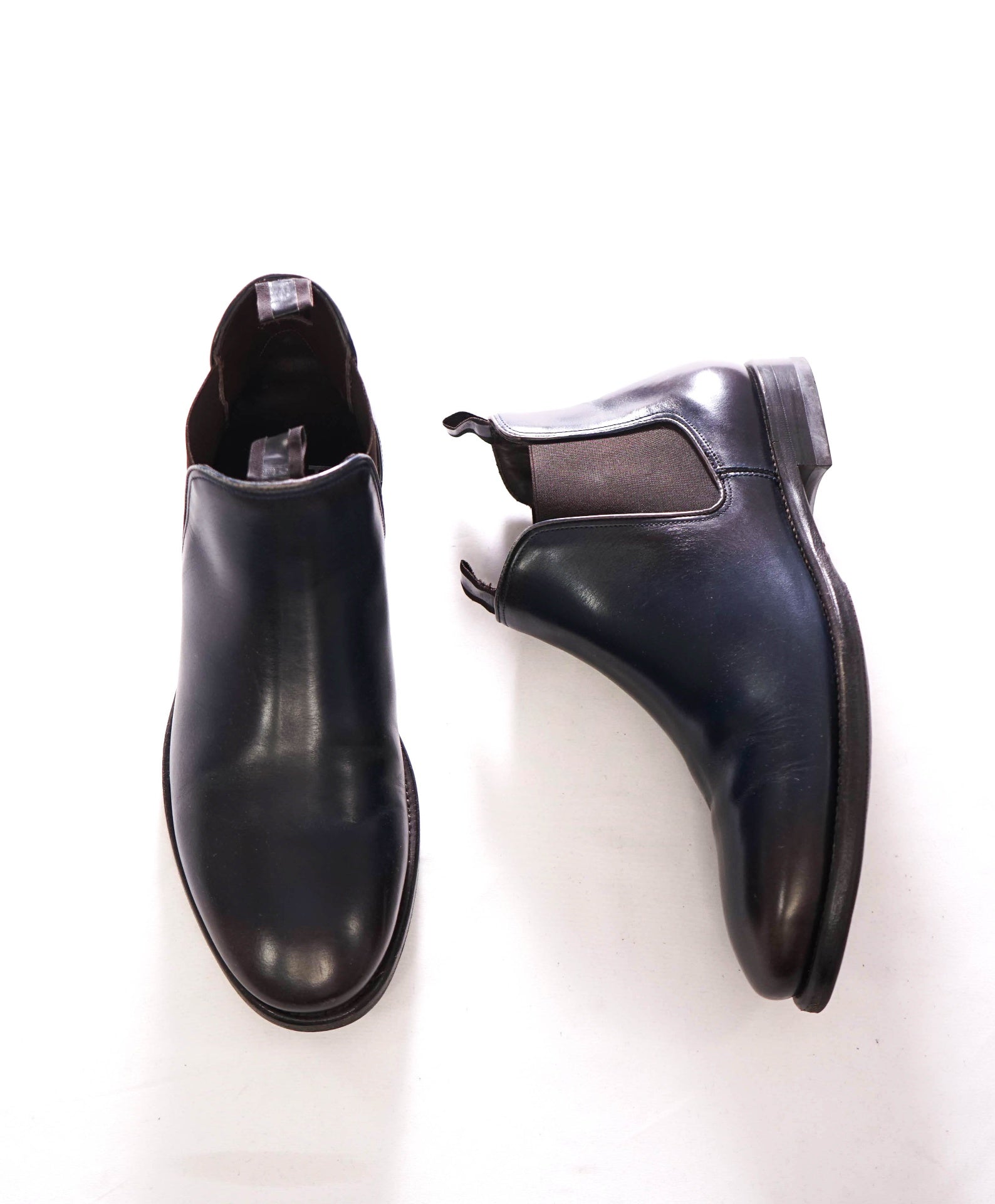 $950 FERRAGAMO - Navy Blue/Brown Ombre Ankle Boots - 7 EE