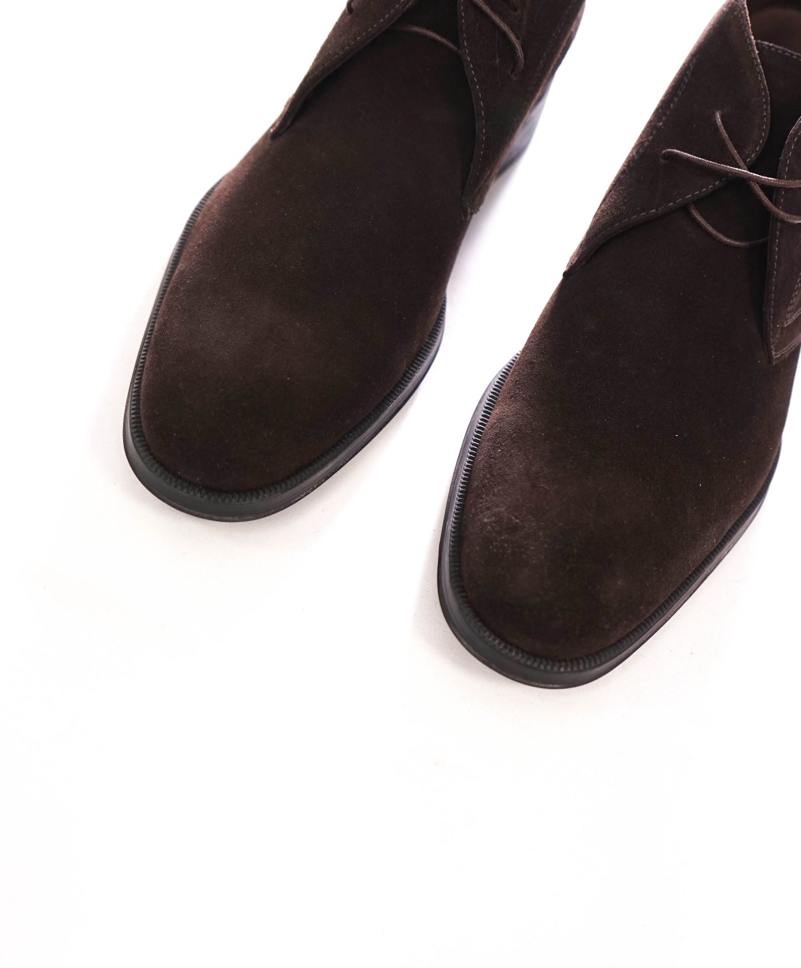 $995 FERRAGAMO - Dark Brown Suede Chukka Boot - 9.5 D