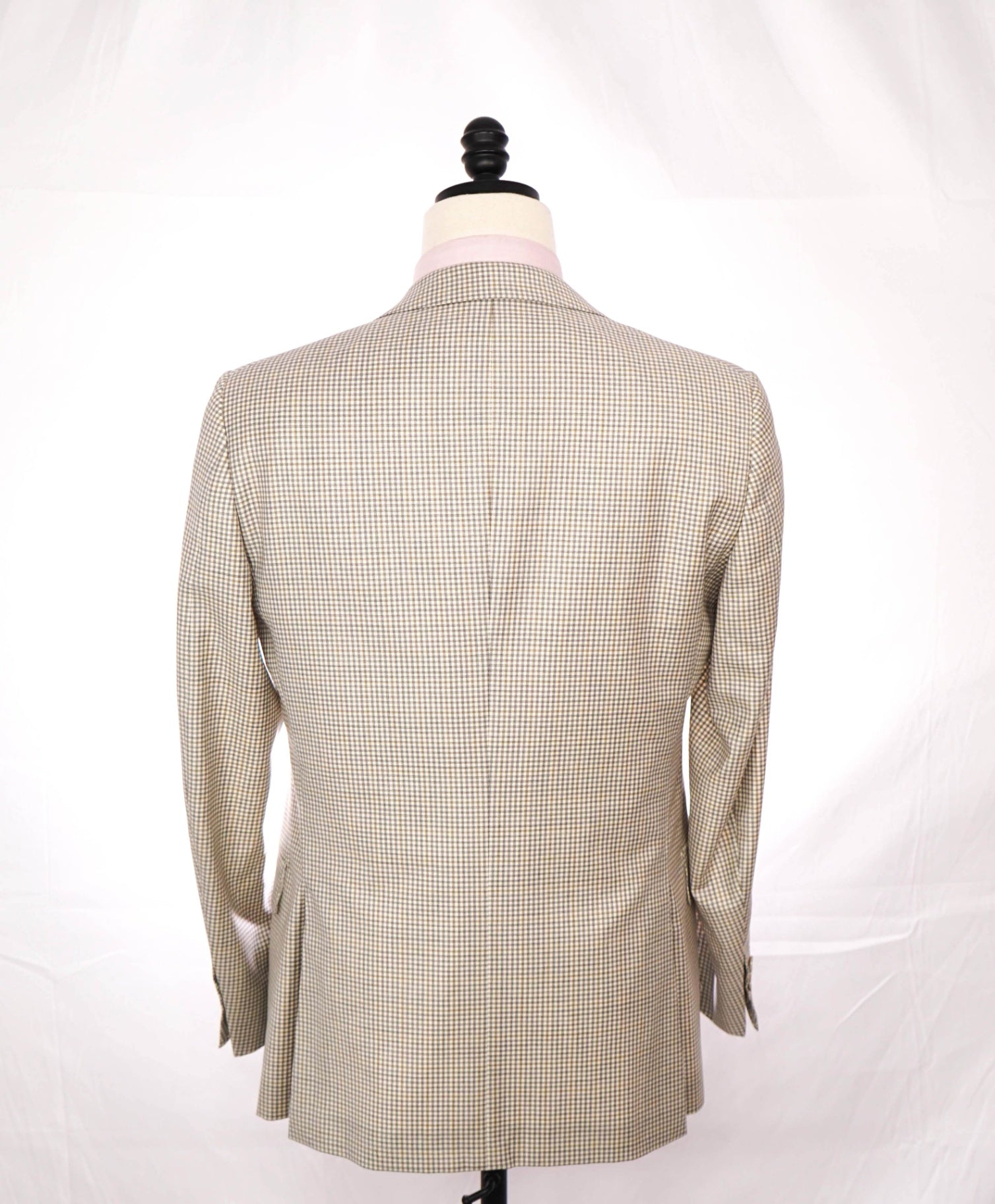 $2,695 ZEGNA - Gray/Tan Neutral Gingham Wool Blazer - 38R