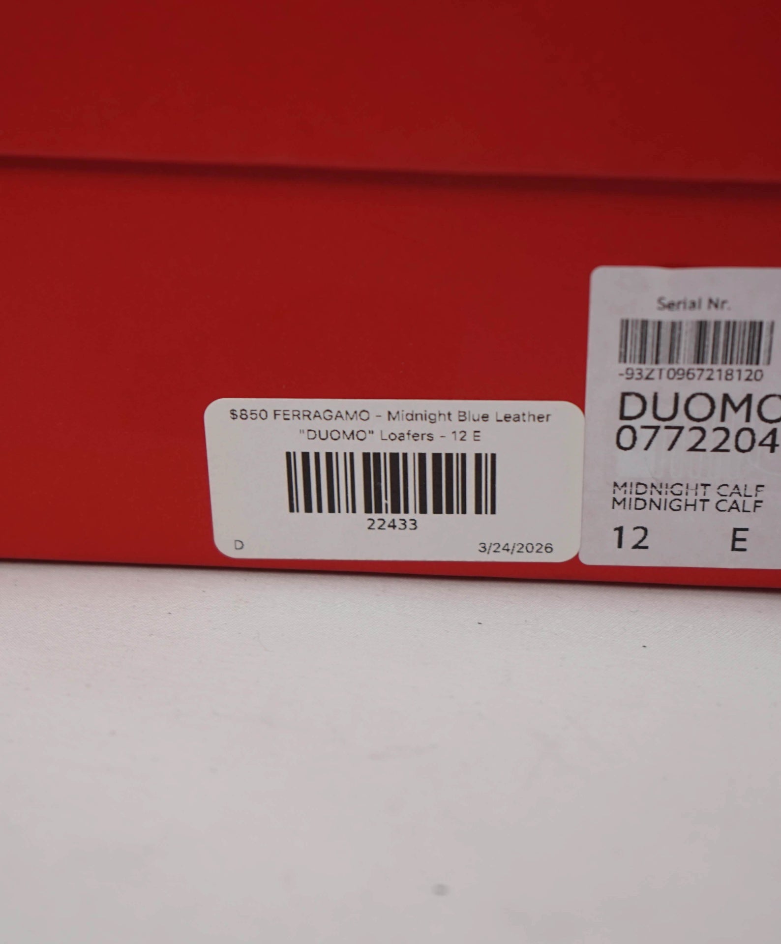 $850 FERRAGAMO - Midnight Blue Leather "DUOMO" Loafers - 12 E
