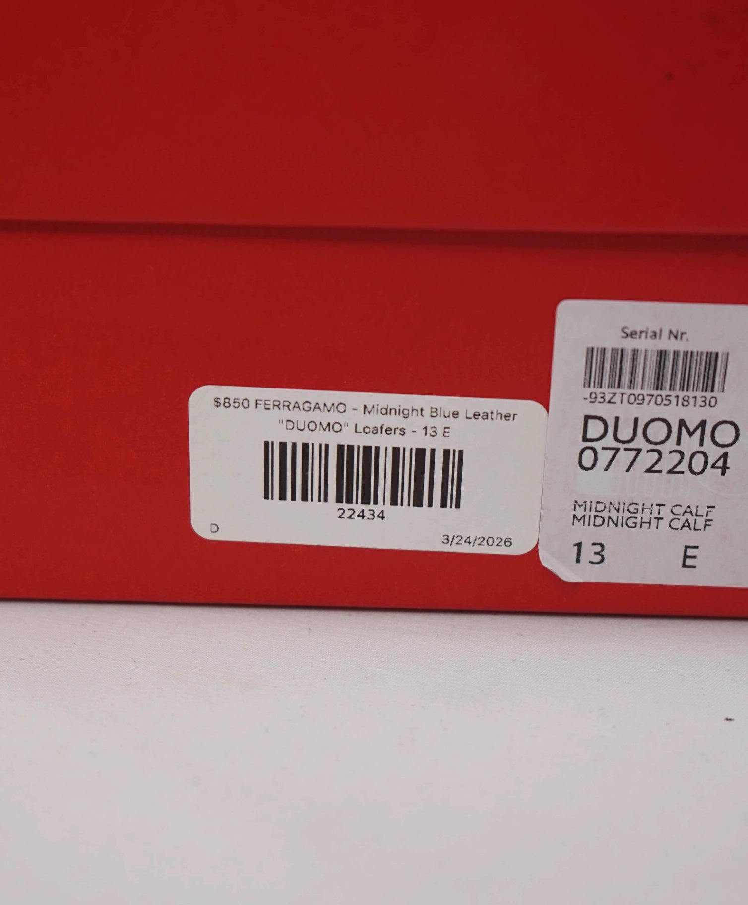 $850 FERRAGAMO - Midnight Blue Leather "DUOMO" Loafers - 13 E