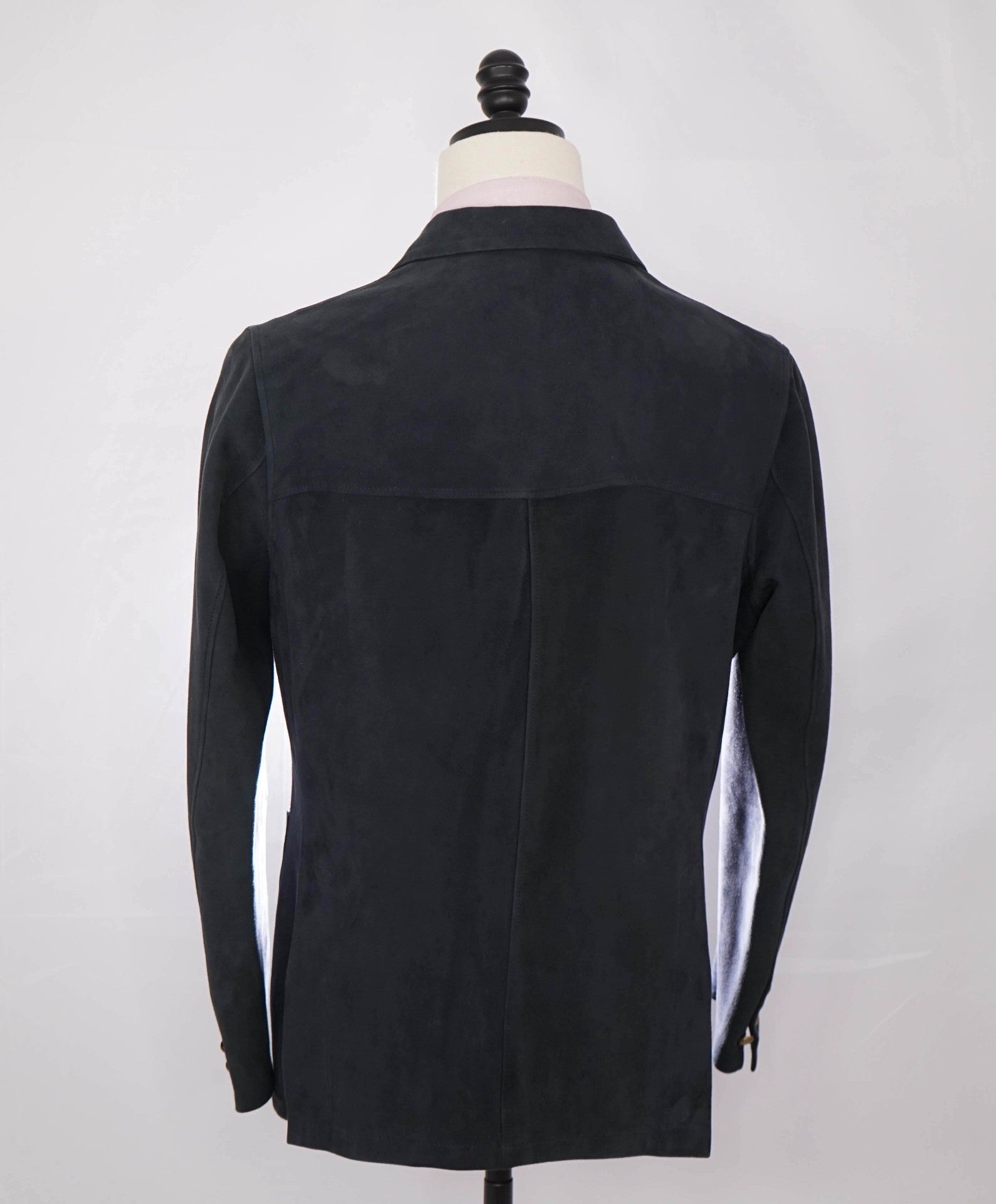$6,475 ELEVENTY - Navy Blue Lamb Suede Double Breasted Blazer - 38S