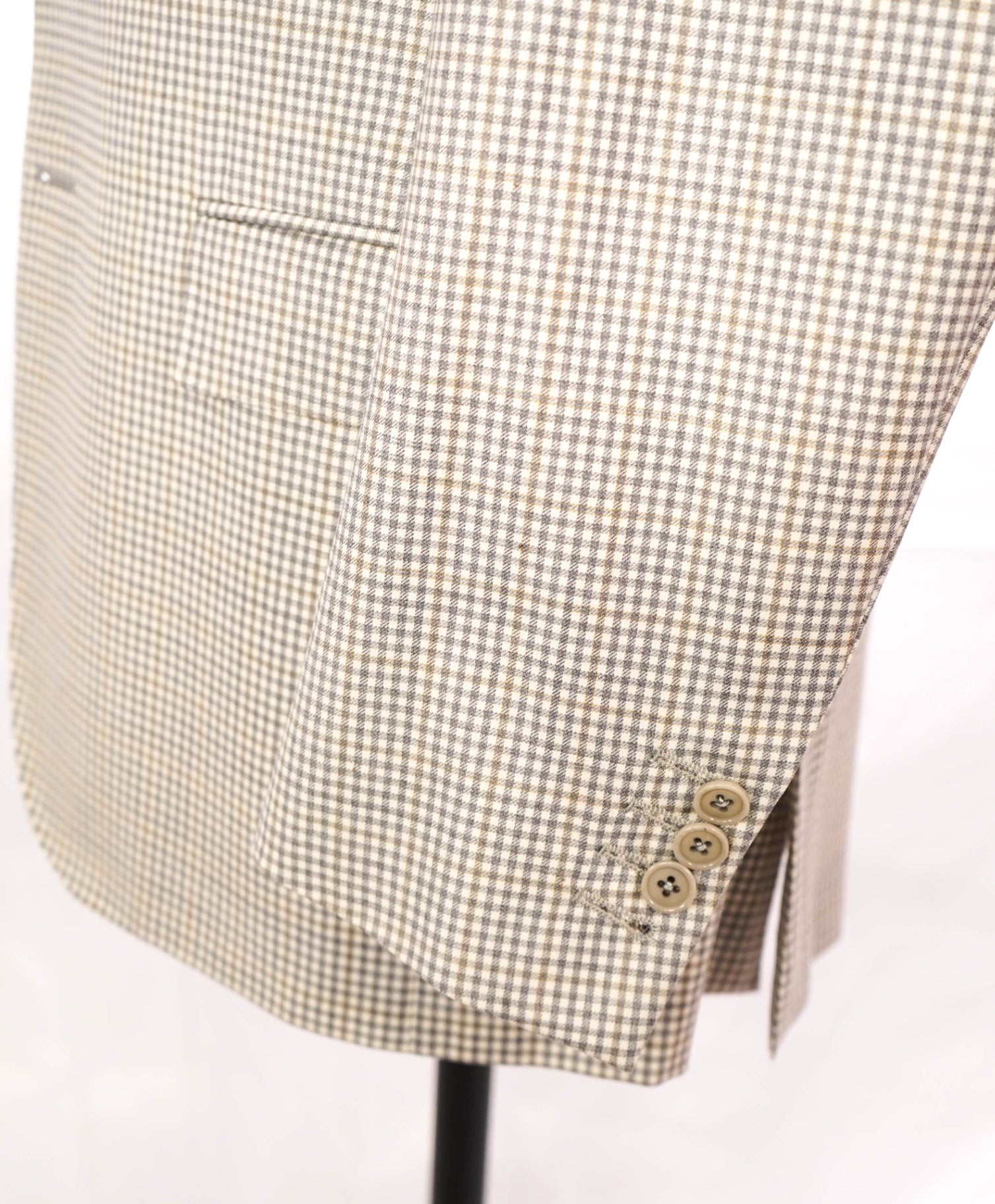$2,695 ZEGNA - Gray/Tan Neutral Gingham Wool Blazer - 38R