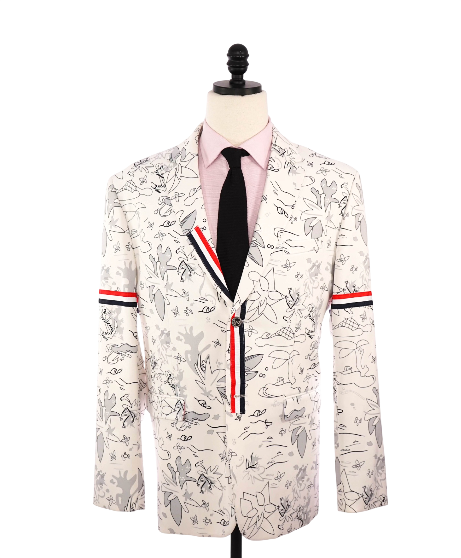 $3,100 THOM BROWNE - Ivory White Abstract Print Blazer - 46