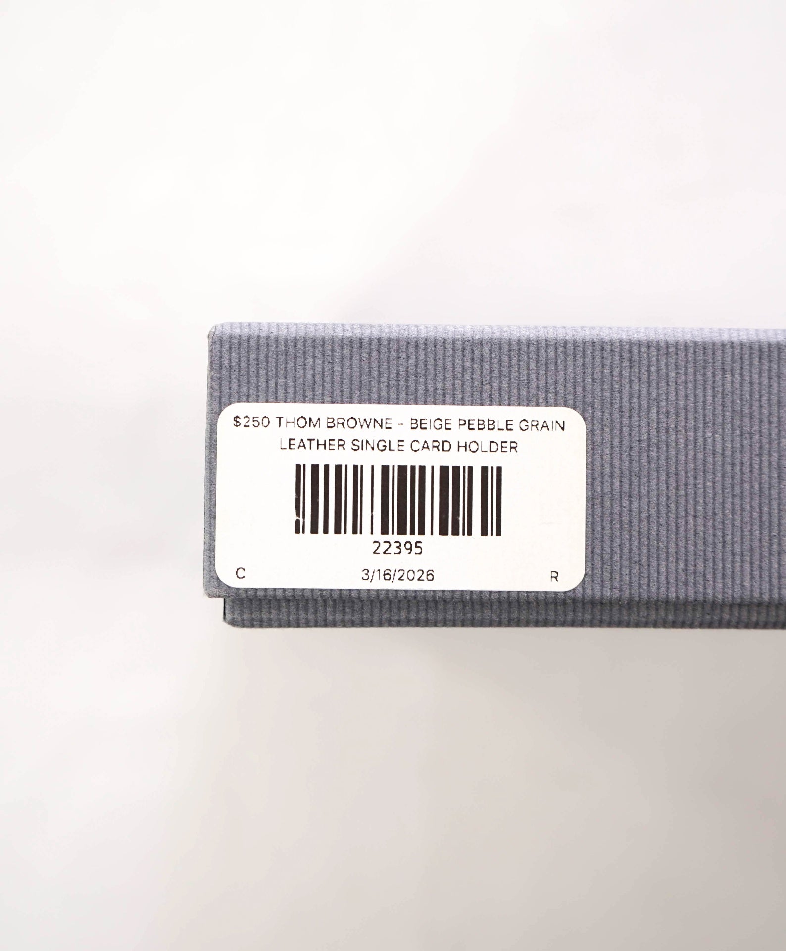 $250 THOM BROWNE - Beige Pebble Grain Leather Single Card Holder