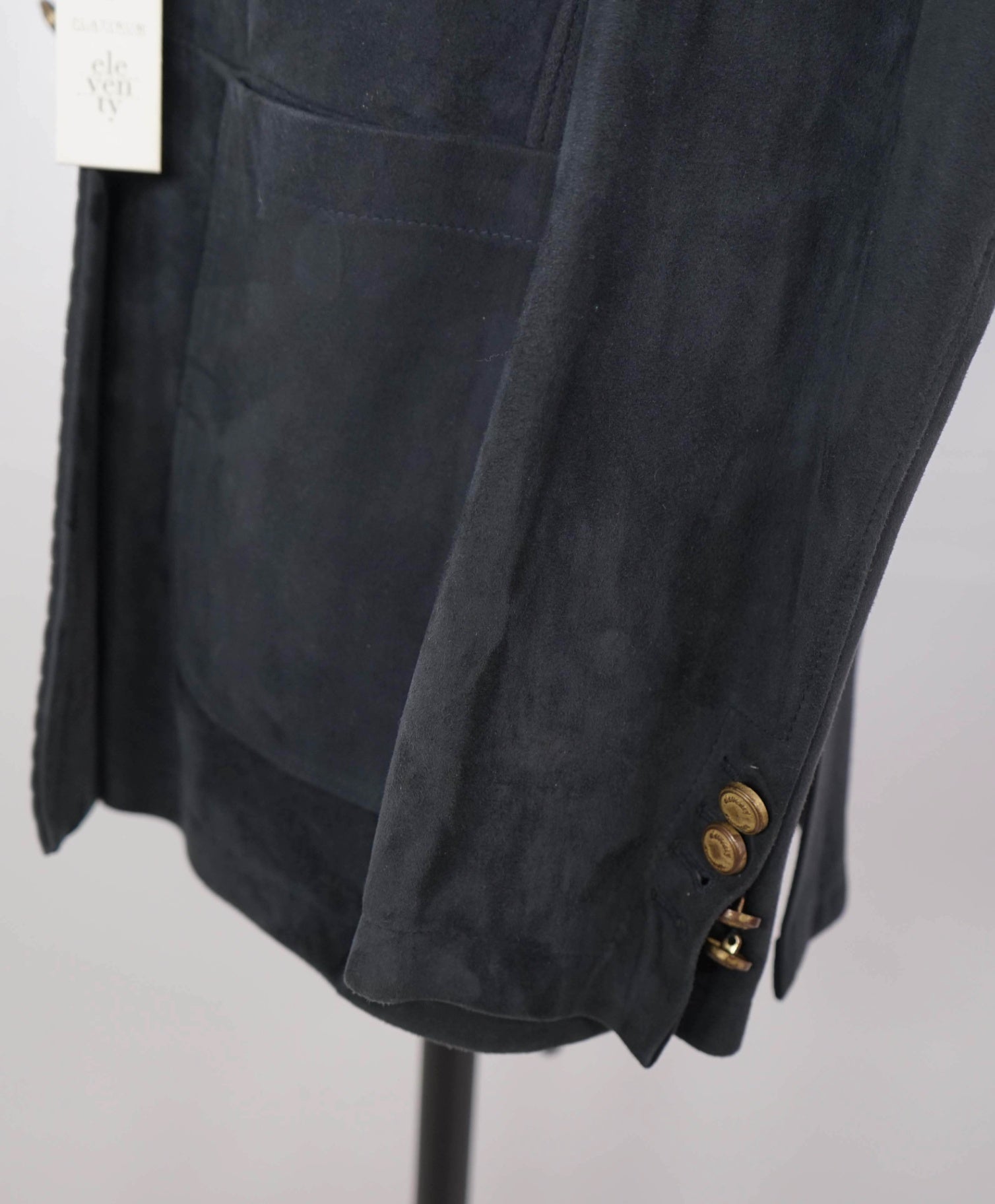 $6,475 ELEVENTY - Navy Blue Lamb Suede Double Breasted Blazer - 38S