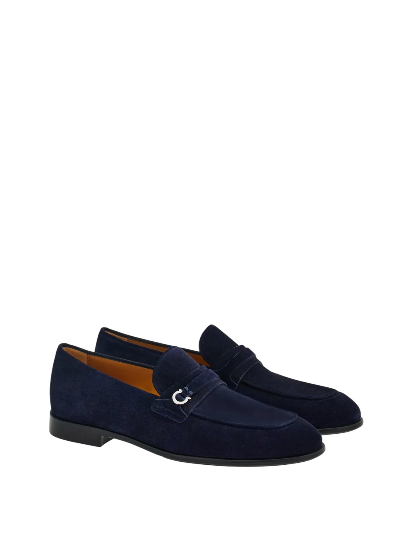 $950 FERRAGAMO - Midnight Blue Suede "DESIO" Loafers - 11.5 E