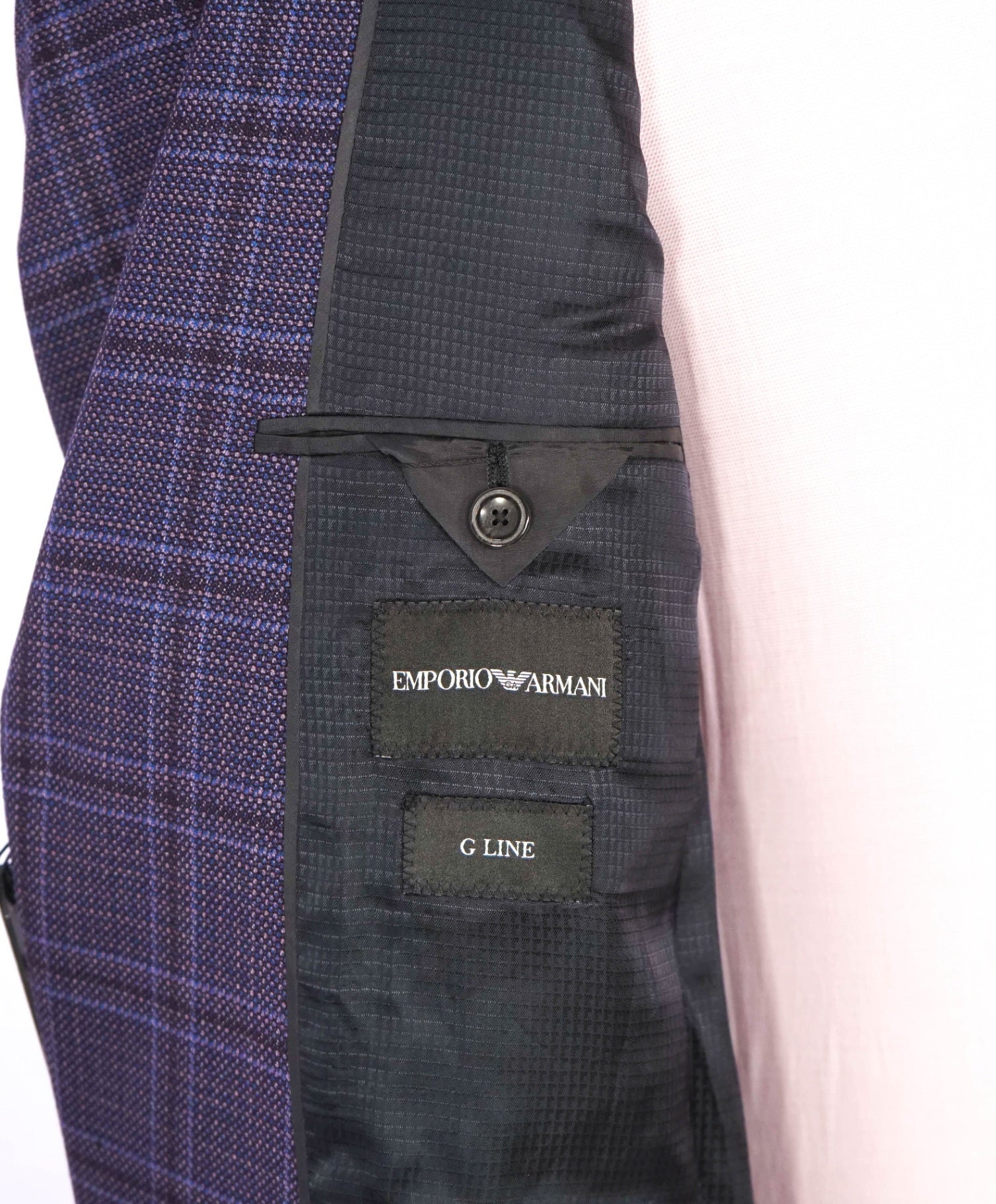 $1,495 EMPORIO ARMANI - Purple Plaid Wool "G LINE" Blazer - 42R