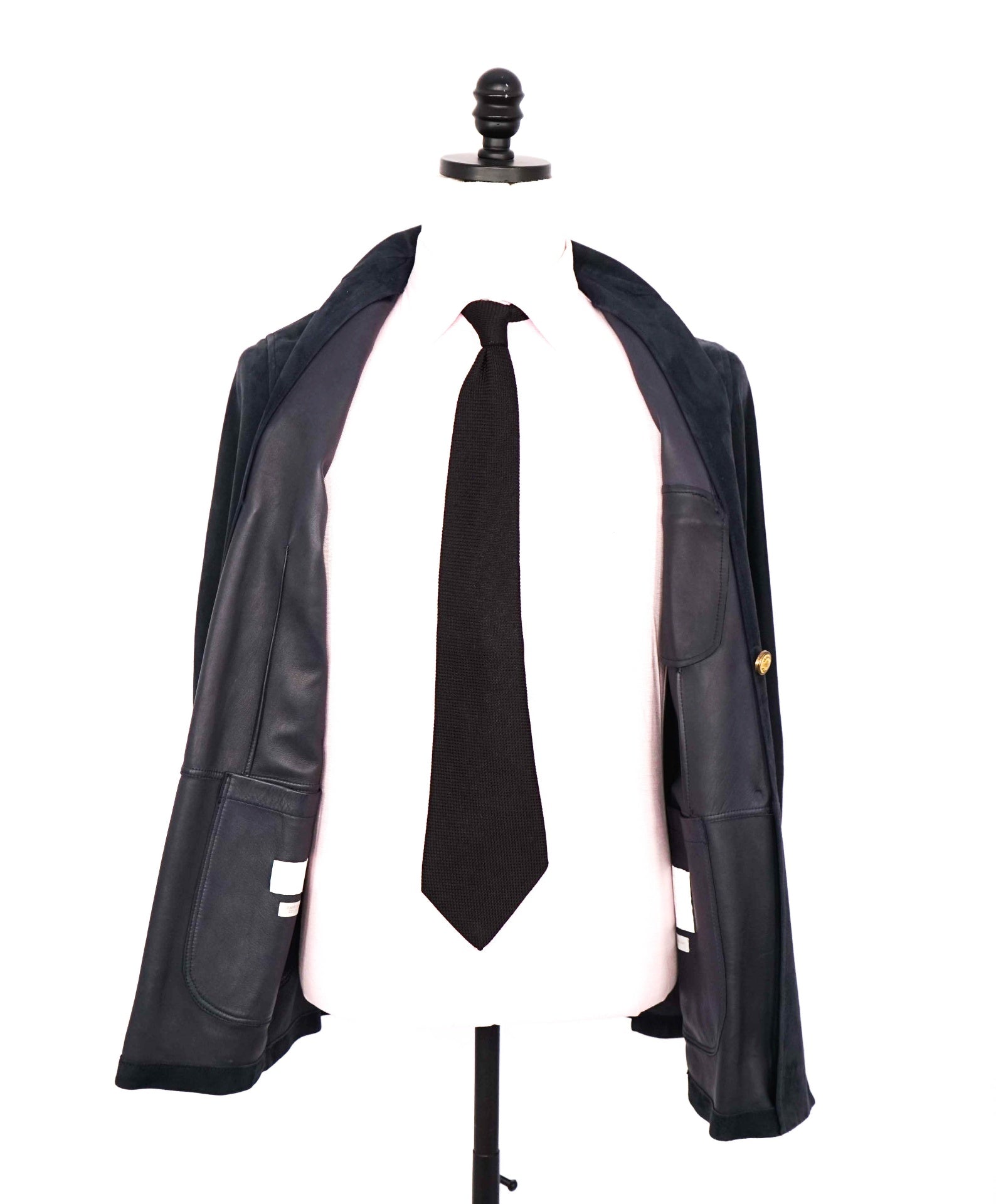 $6,475 ELEVENTY - Navy Blue Lamb Suede Double Breasted Blazer - 38S