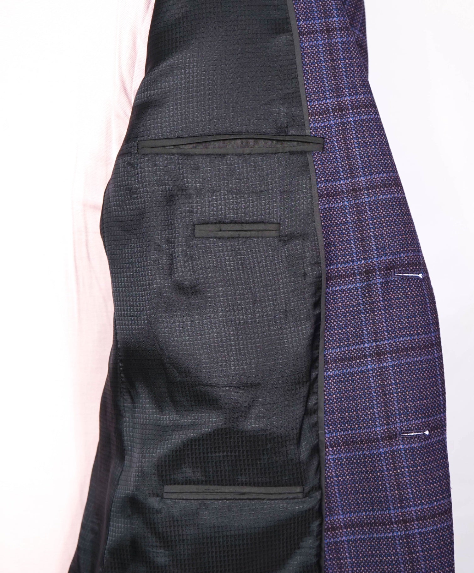 $1,495 EMPORIO ARMANI - Purple Plaid Wool "G LINE" Blazer - 42R