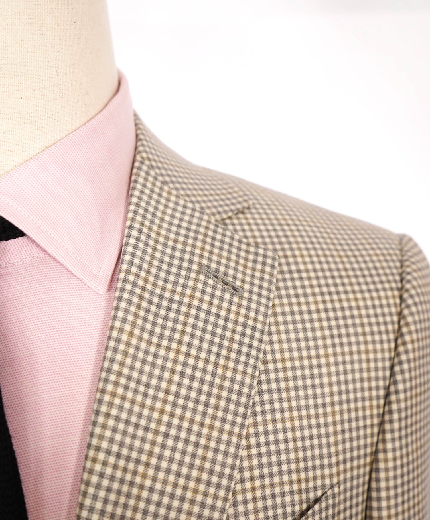 $2,695 ZEGNA - Gray/Tan Neutral Gingham Wool Blazer - 38R