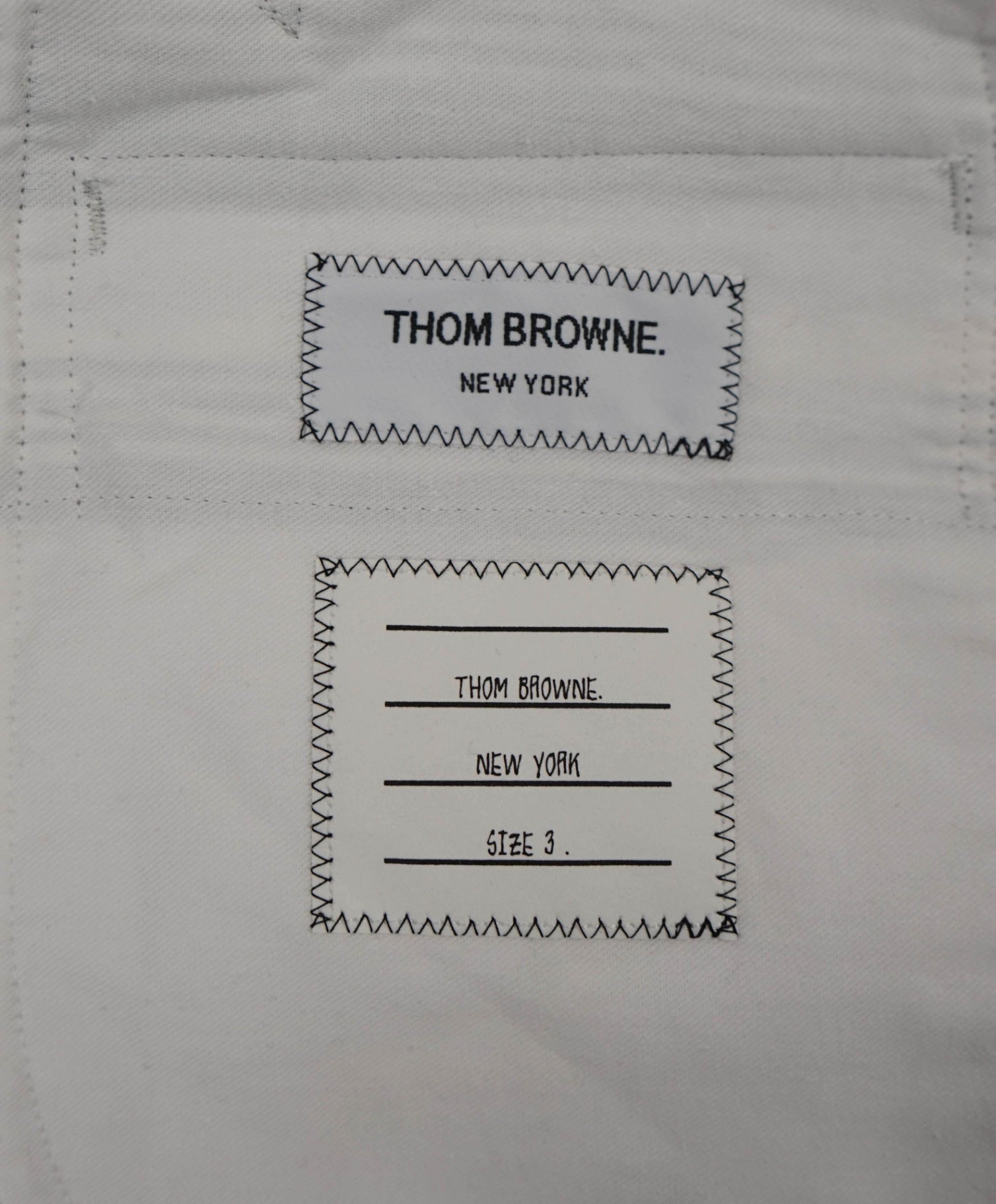 $1,350 THOM BROWNE - Gray/White Stripe Cotton Chinos - 35W