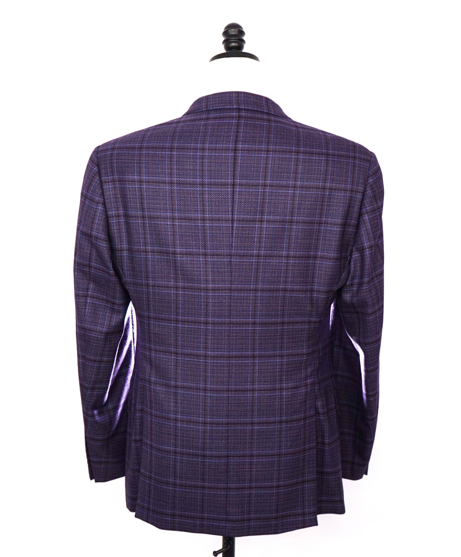$1,495 EMPORIO ARMANI - Purple Plaid Wool "G LINE" Blazer - 42R