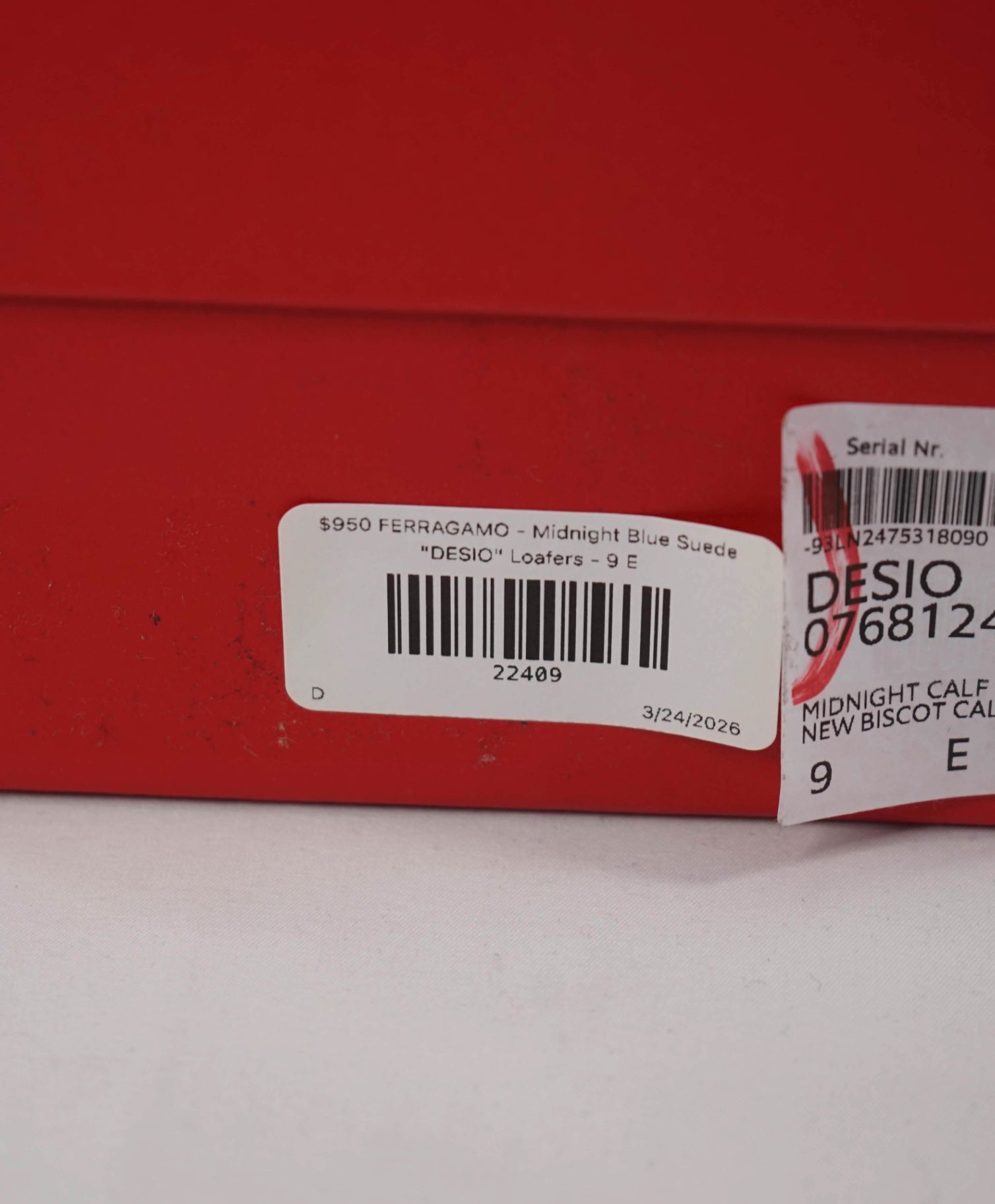 $950 FERRAGAMO - Midnight Blue Suede "DESIO" Loafers - 9 E