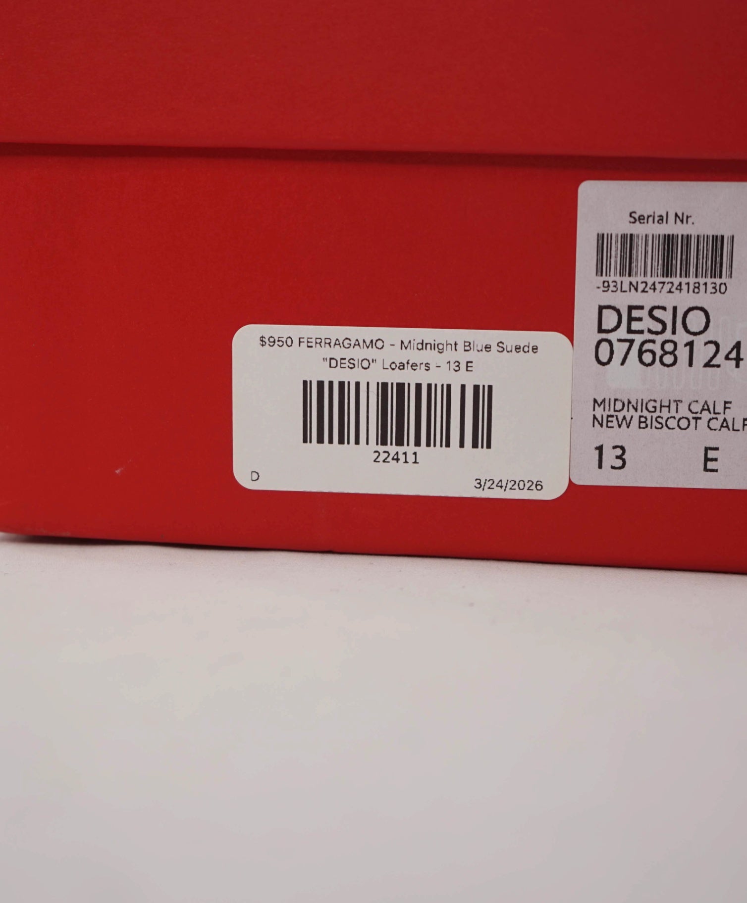 $950 FERRAGAMO - Midnight Blue Suede "DESIO" Loafers - 13 E