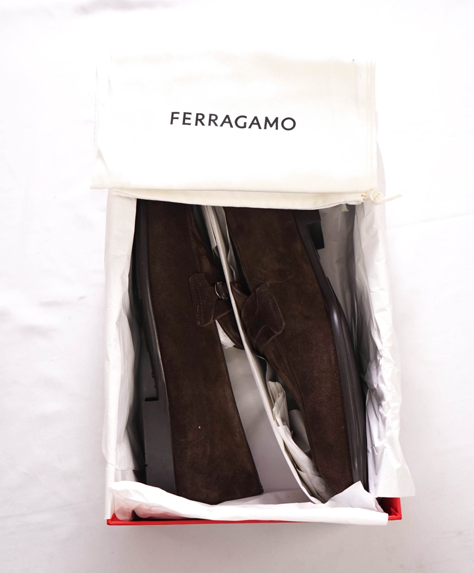 $950 FERRAGAMO - Brown Suede "DESIO" Loafers - 13 EE