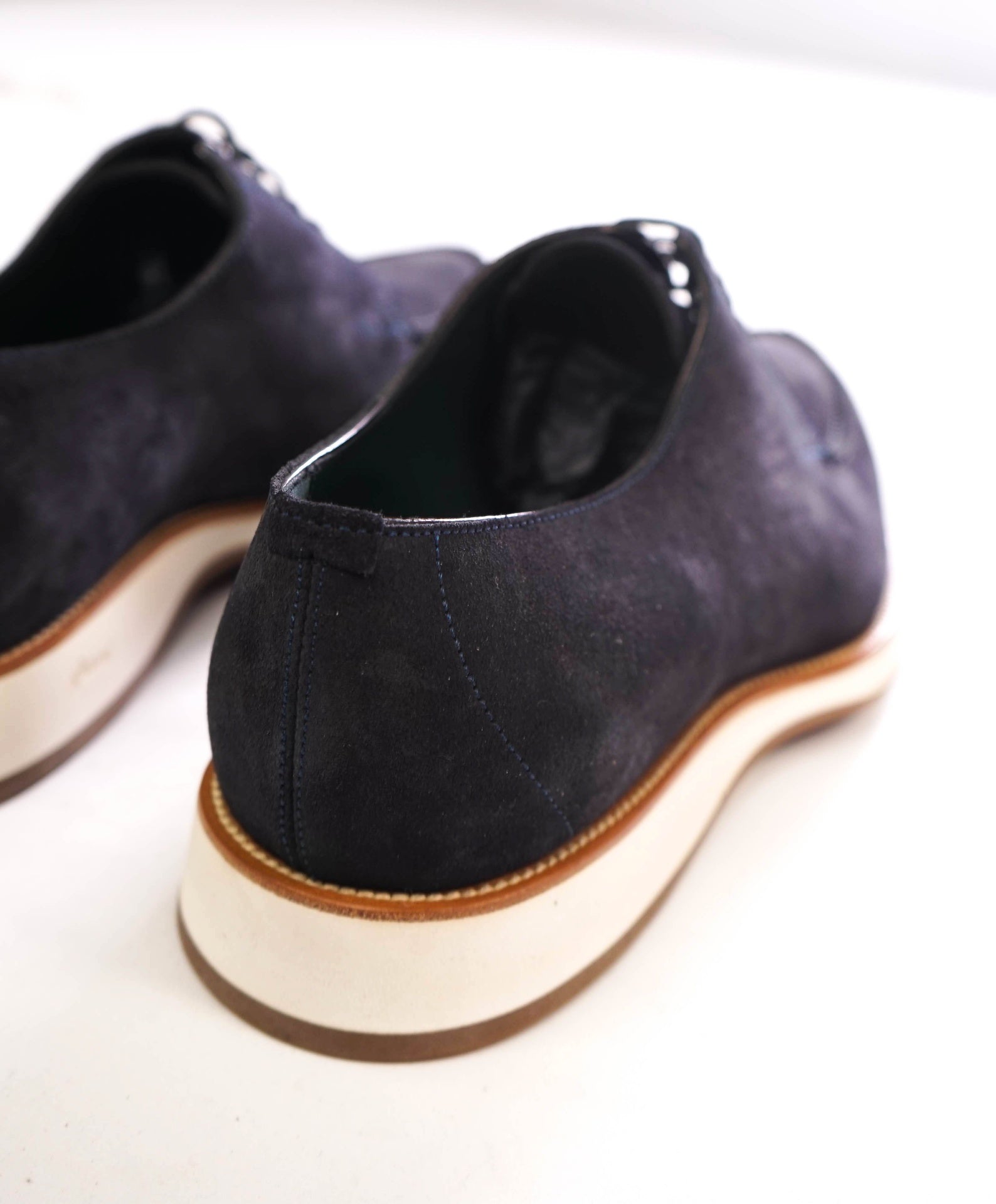 $1,600 BRIONI - Navy Blue Suede Derby - 10 US