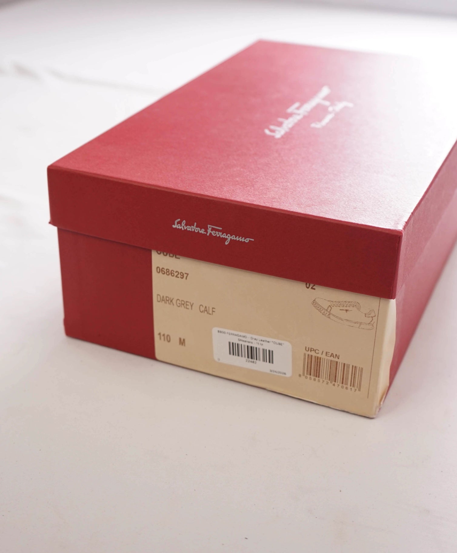 $800 FERRAGAMO - Gray Leather "CUBE" SNeakers - 11 M