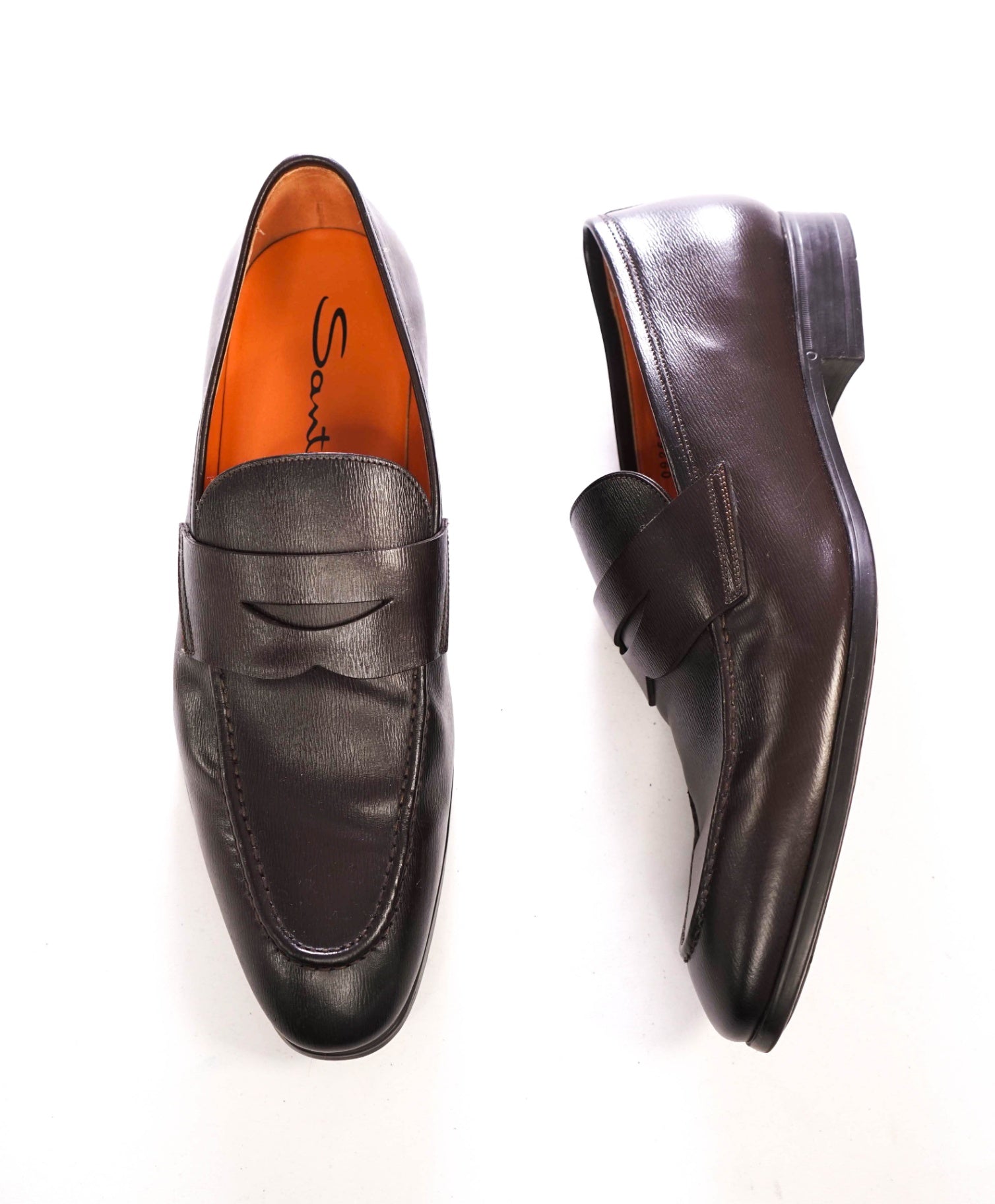 $1,050 SANTONI - Dark Brown Leather "GAVIN" Loafers - 11.5 US (10.5 UK)