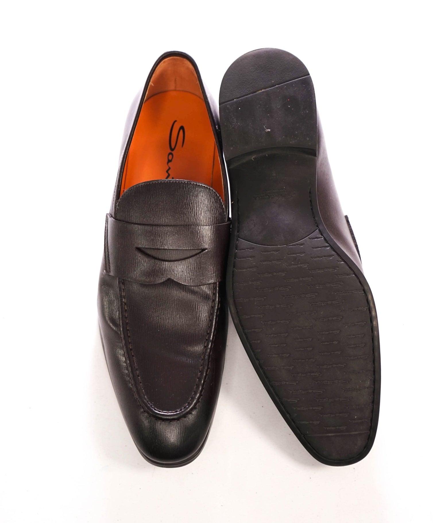 $1,050 SANTONI - Dark Brown Leather "GAVIN" Loafers - 11.5 US (10.5 UK)