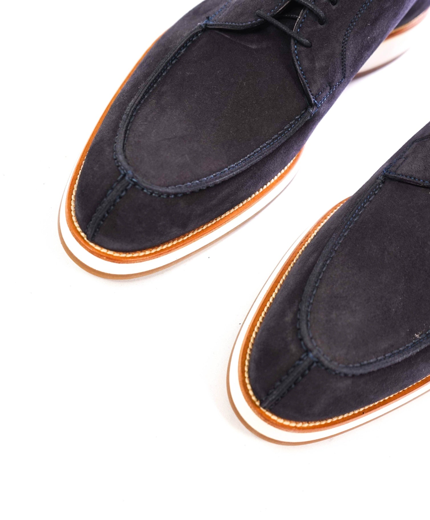 $1,600 BRIONI - Navy Blue Suede Derby - 10 US