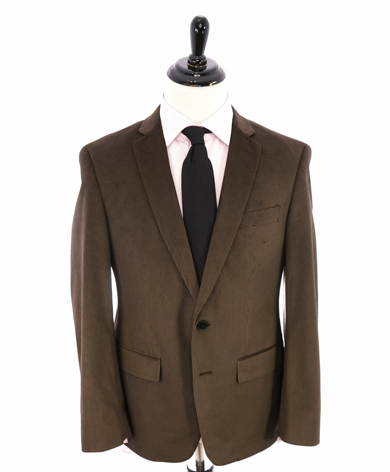 $795 JOHN VARVATOS - Velvet Houndstooth Brown Dinner Jacket / Blazer - 40R